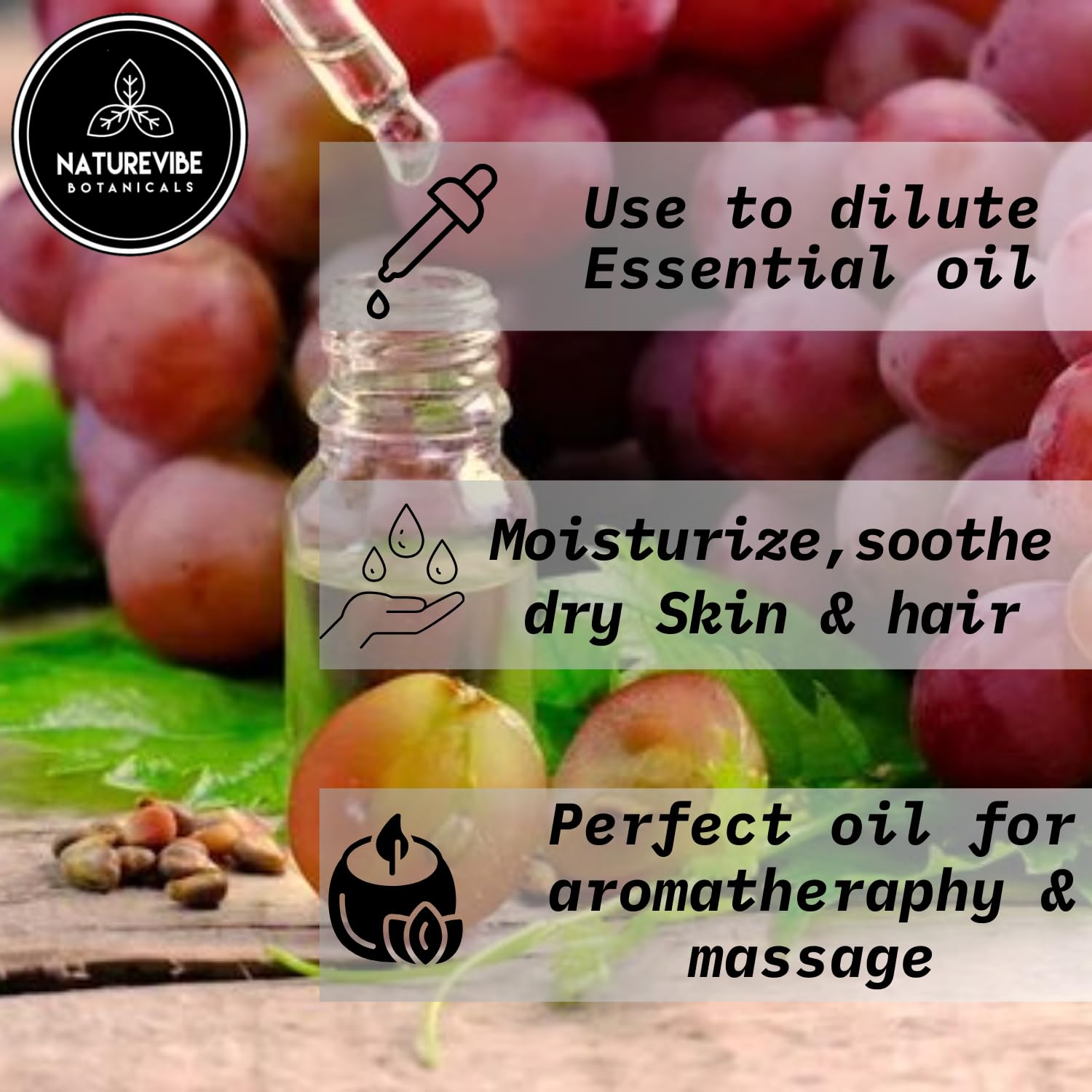 **Naturevibe Botanicals Organic Grapeseed Oil & Carrot Oil Combo - 32oz Each | Cold-Pressed, Unrefined for Hair, Skin & Massage | Perfect for DIY Beauty, Cooking & Aromatherapy**