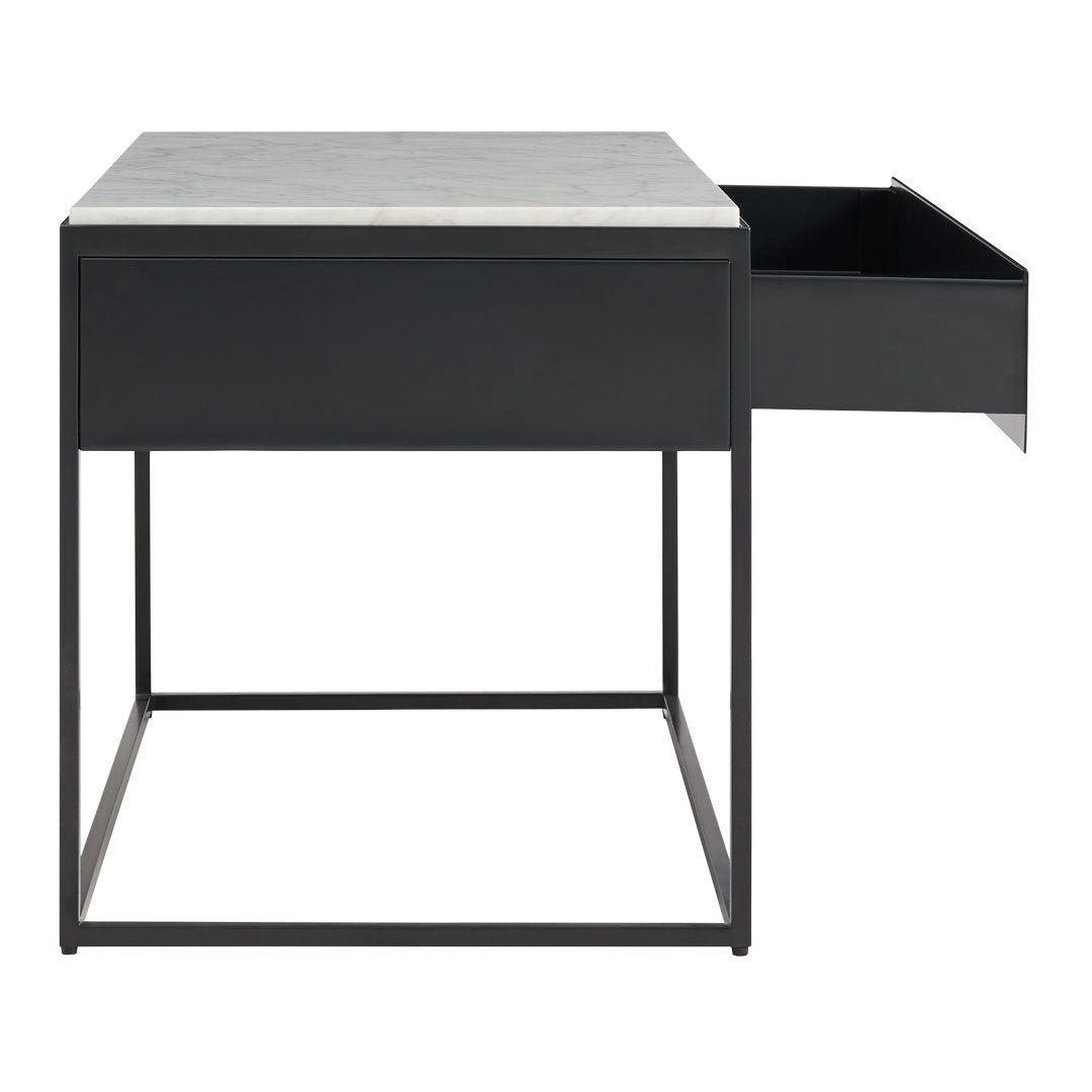Modern Nightstand with USB Ports - Wooden Bedside Table with Storage Drawer for Bedroom, Living Room, and Office Use