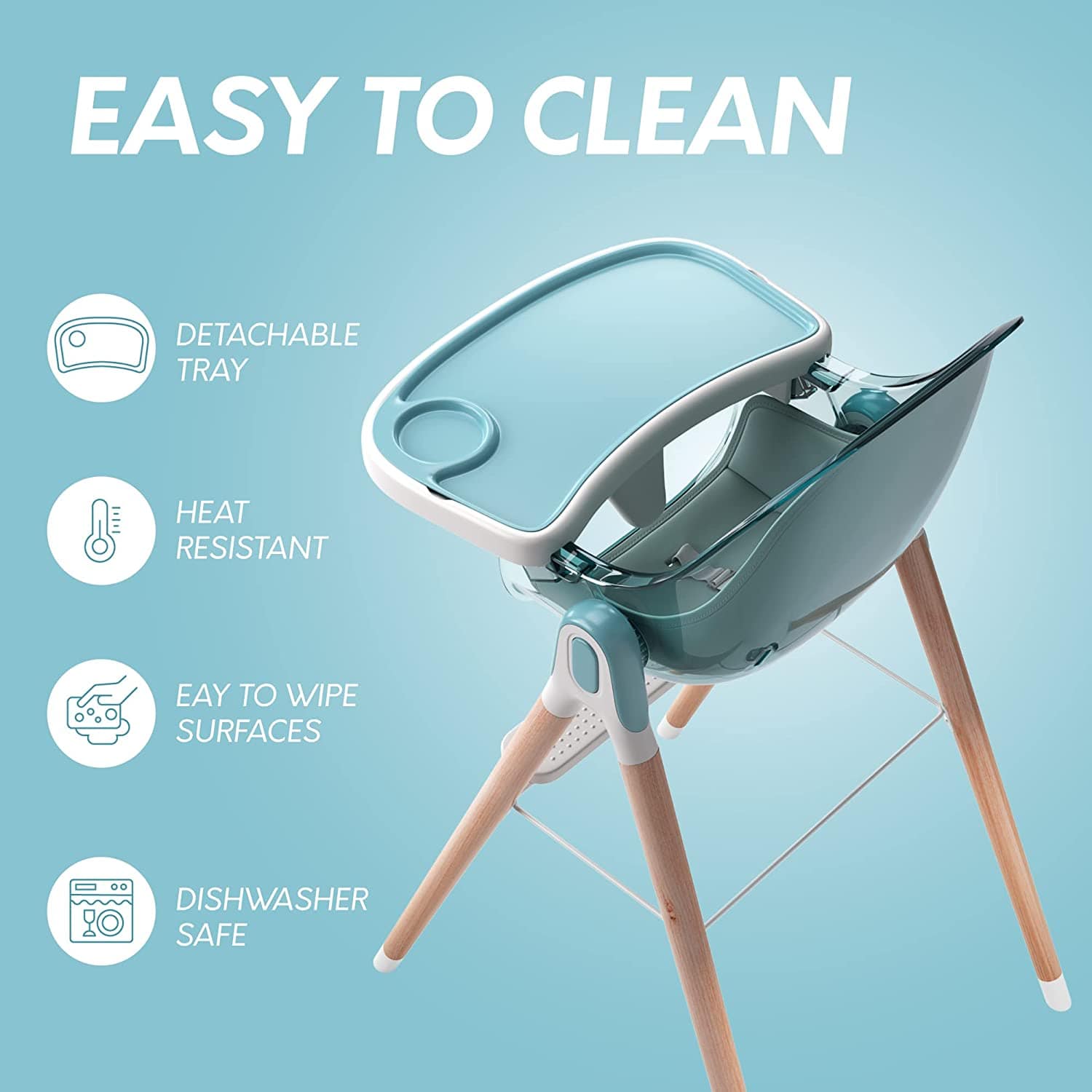 Premium Deluxe High Chair for Babies & Toddlers with Removable Cushion - Adjustable Height & Easy Clean for Dining, Feeding & Playtime