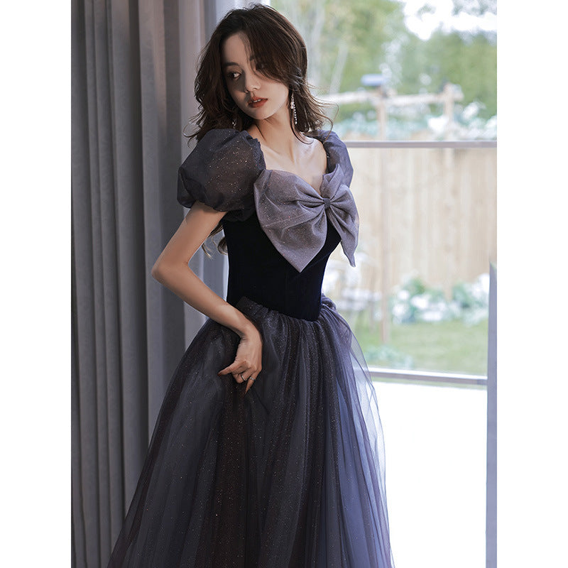Elegant A-Line Long Prom Dress with Sweet Bow Tie - Formal Evening Gown for Women - Perfect for Homecoming, Prom Night & Special Occasions
