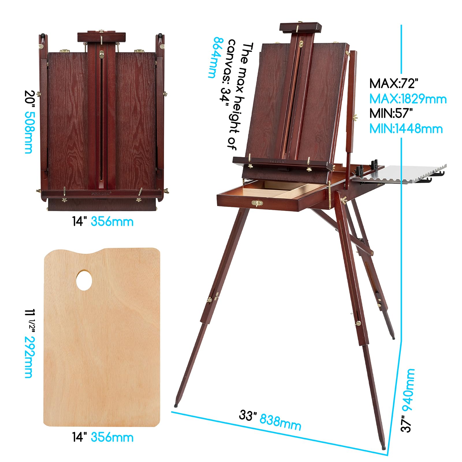 MEEDEN French Easel: Professional Wooden Artist Easel for Outdoor Painting, Portable Travel Art Easel for Adults - Perfect for Plein Air, Studio & Landscape Painting