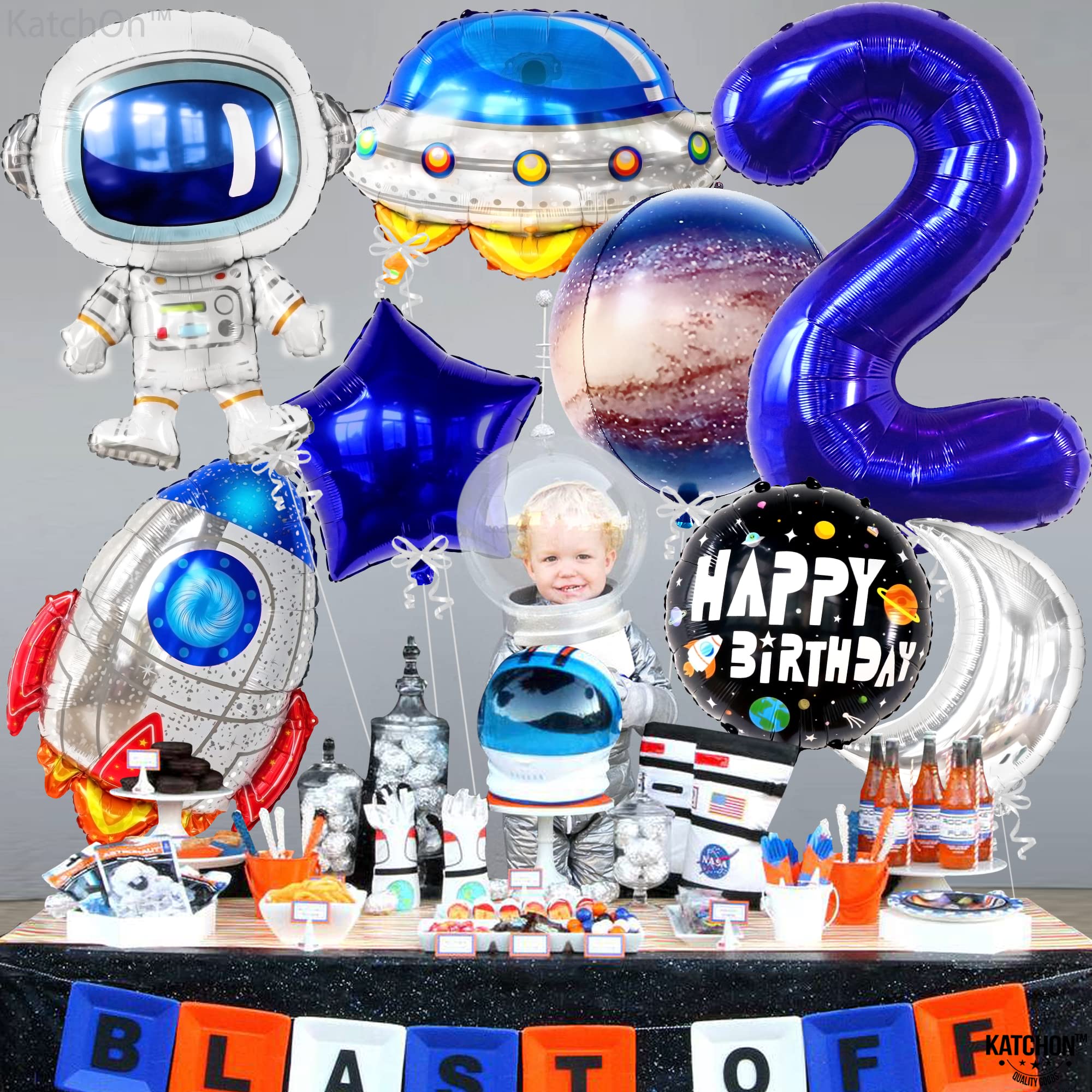 40 Inch Two The Moon Balloons - Large Galaxy Birthday Decorations for Boys | Outer Space Party Supplies | Perfect for Space Themed Birthday Parties, Baby Showers & Cosmic Celebrations