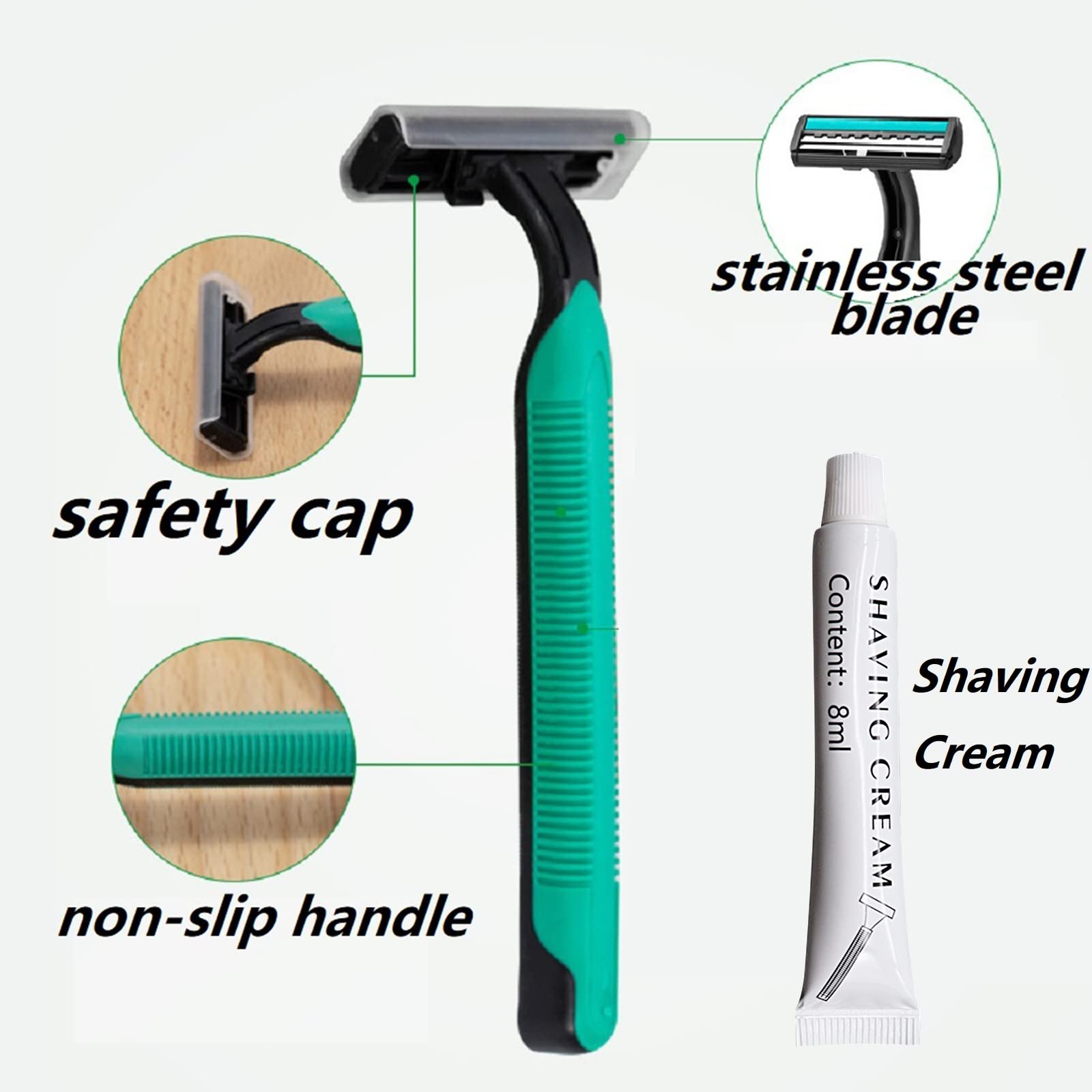 1000 Pack Kheoxusa Disposable Razors - Bulk Individually Wrapped Razors for Women & Men, Smooth Shaving for Face, Legs & Body - Perfect for Travel, Gym & Home Use (Green)