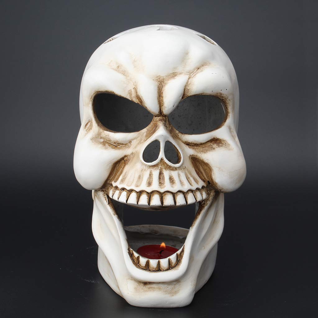 Resin Skull Tea Light Candle Holder - Halloween Decor, Gothic Home Decor, Spooky Party Supplies - Perfect for Halloween Parties, Home Decor, and Gothic Themed Events