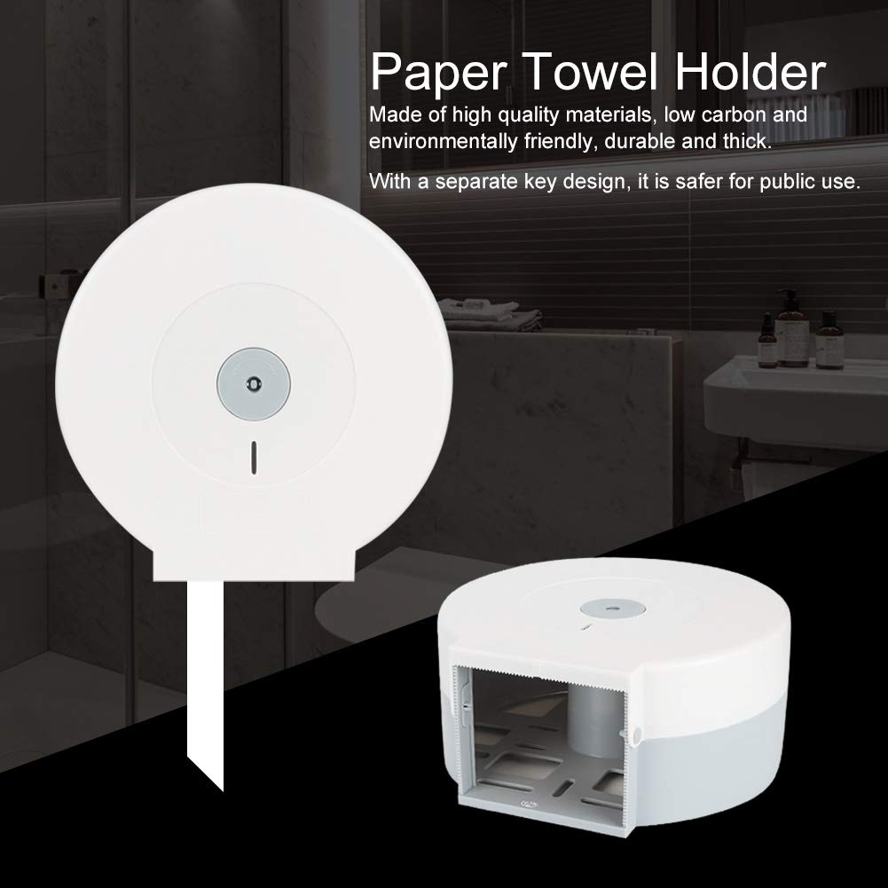 White Plastic Paper Towel & Toilet Tissue Holder - Round Bathroom Organizer for Smartphones, Baby Wipes & Home Essentials | Perfect for Kitchen, Bathroom & Nursery Organization