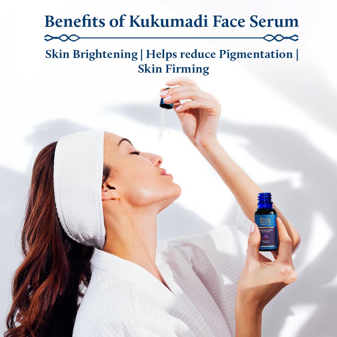 Blue Nectar Manjistha Vitamin C Face Serum for Anti-Wrinkle & Skin Firming (1 Fl Oz) with Kumkumadi Face Oil (0.33 Fl Oz) - Natural Herbal Skincare for Radiant, Youthful Glow | Perfect for Daily Anti-Aging Routine & Nighttime Skin Rejuvenation