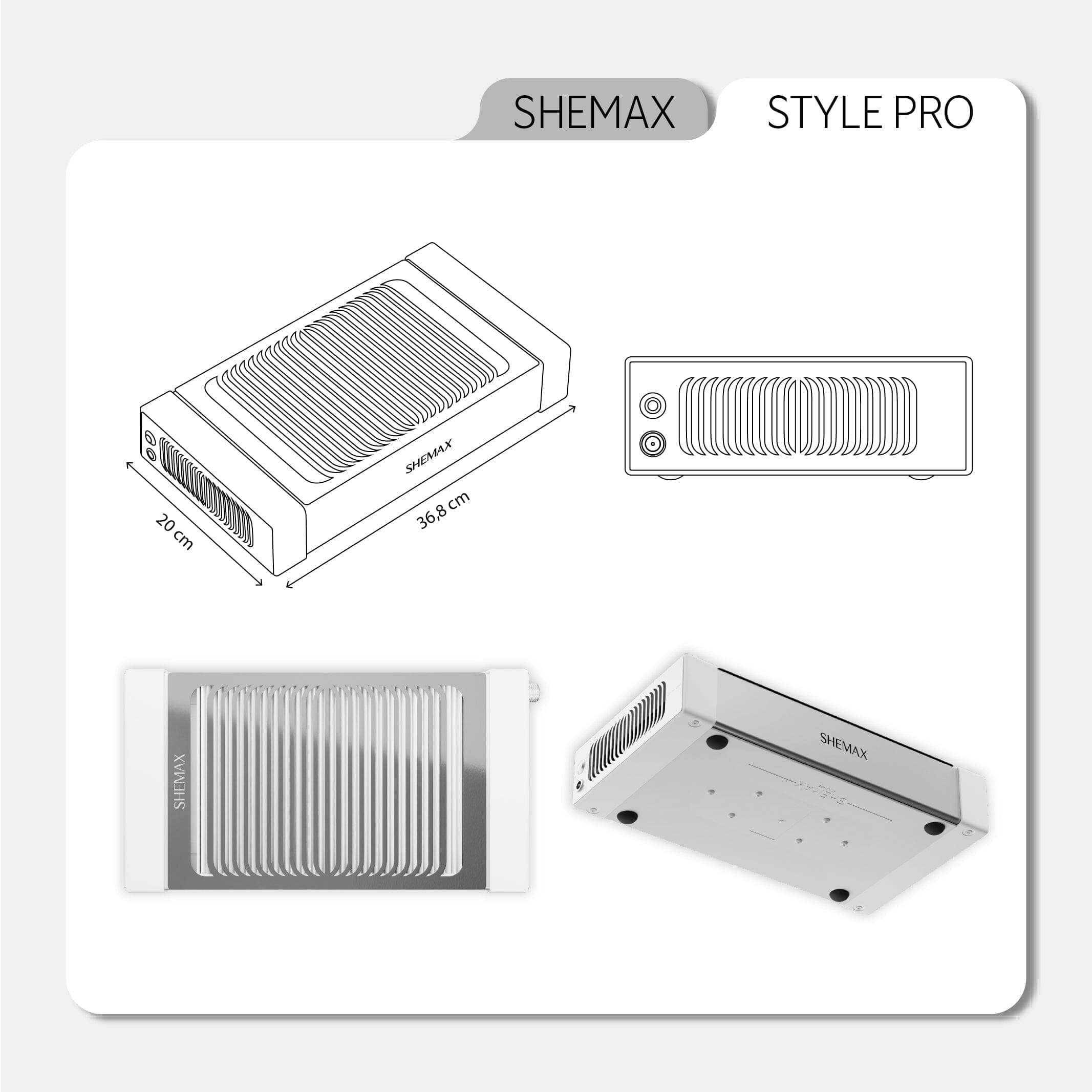 SheMax Style Pro White - Professional Nail Dust Collector for Manicure & Pedicure | Salon-Quality Dust Extraction for Clean & Hygienic Nail Care at Home or Salon