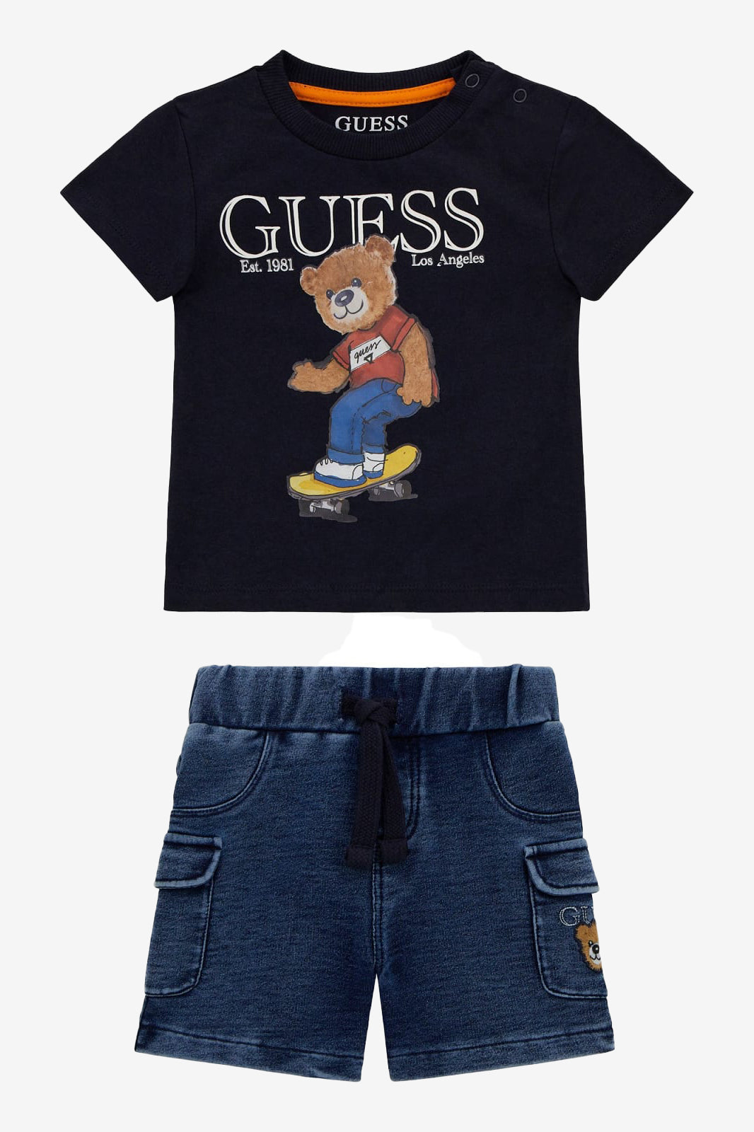 Zac Navy Skateboard Teddy Graphic T-Shirt & Shorts Set - Cool Streetwear for Skaters and Casual Outfits - Perfect for Skateboarding, Hanging Out, and Everyday Wear