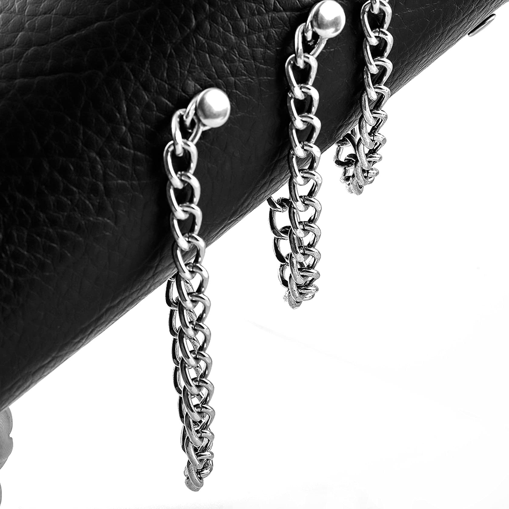 MILAKOO Men's Black Leather Wrap Gauntlet Wristband with Chains - Adjustable Arm Armor Cuff for Motorcycle Riding, Cosplay, Gothic Fashion & Punk Style Accessories
