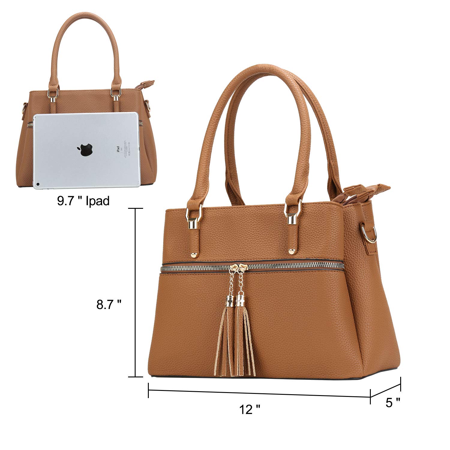 KKXIU Women's Leather Crossbody Bag with Zipper Pockets - Stylish Satchel Shoulder Handbag for Work, Travel & Everyday Use