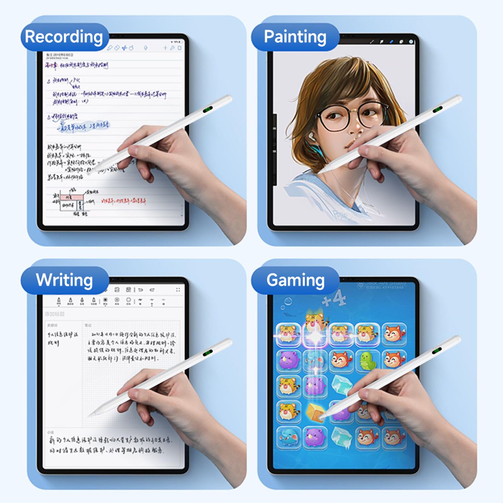 Apple Pencil Stylus for iPad 10th/9th Gen, iPad Pro 11 & 12.9 inch, iPad Air 5th/4th/3rd Gen, iPad Mini 6th/5th Gen - Pressure Sensitive Active Stylus Pen with Palm Rejection - Perfect for Drawing, Note Taking & Digital Art