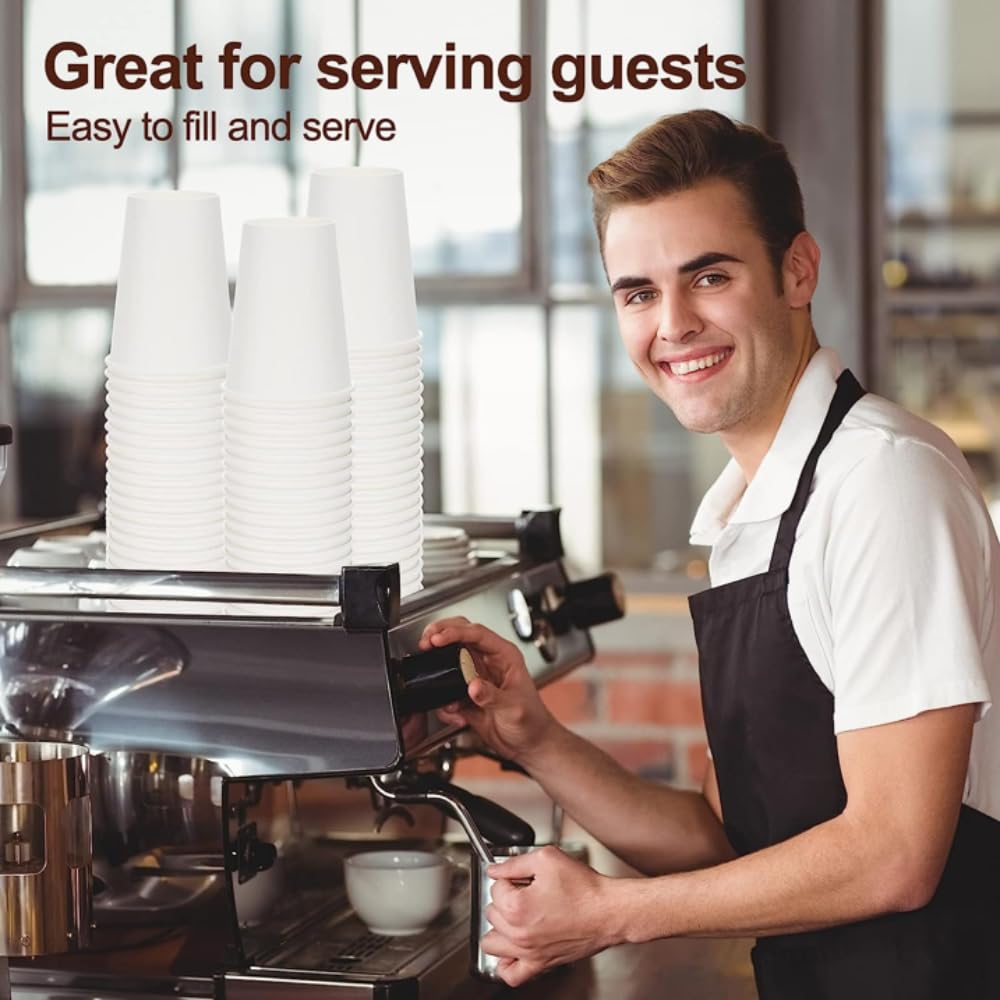 FAMASTON 12 oz Disposable Coffee Cups with Lids - White Paper Cups & Plastic Lids for Hot Beverages, Tea, Hot Chocolate - Insulated Travel Cups for Home, Office, Cafes, Parties & Weddings (50 Pack) - Perfect for Morning Coffee, Office Breaks, and Catering Events