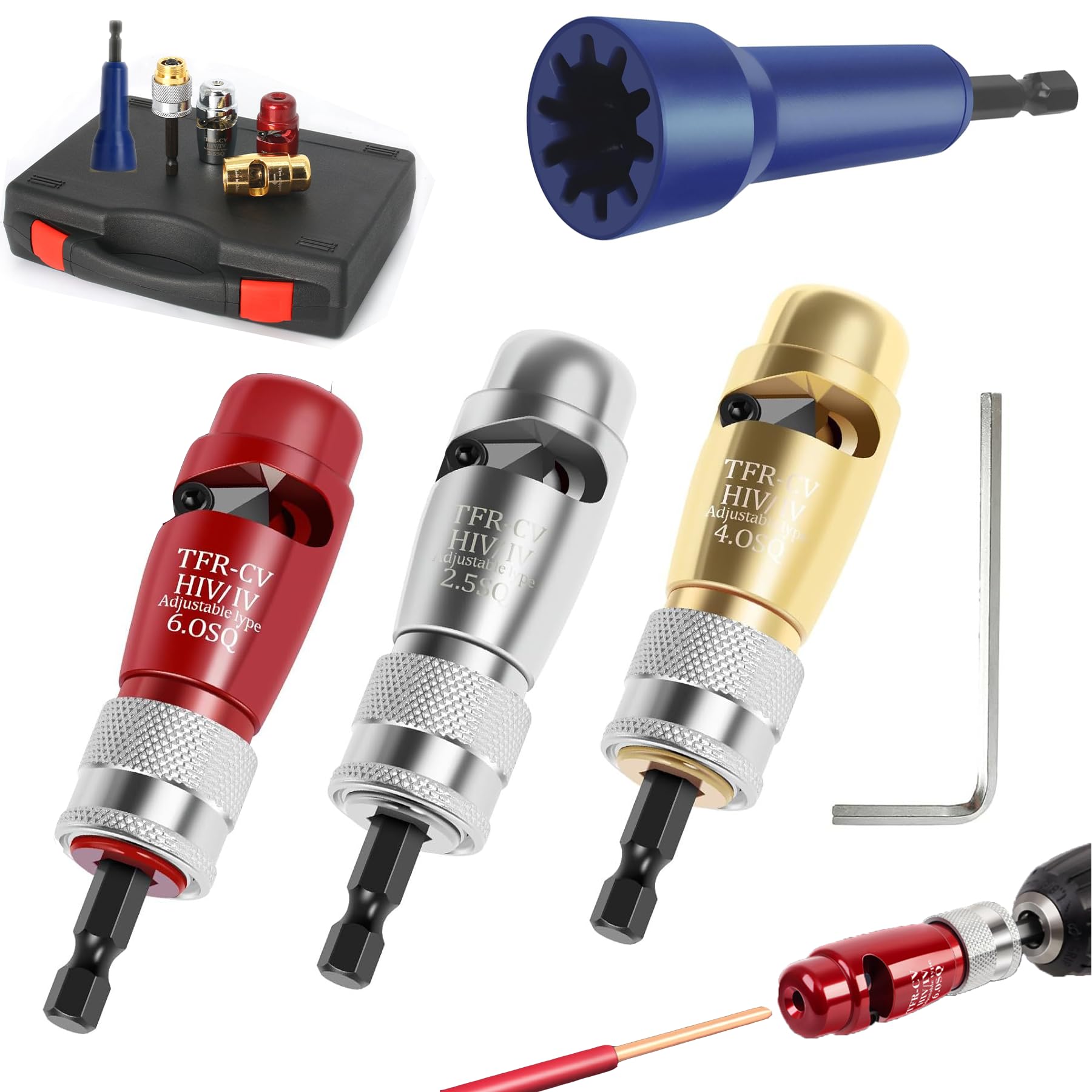 6 in 1 Drill Wire Stripper & Twister Tool - Professional Electrician Cable Stripping & Twisting Kit for Quick Connections | Perfect for Electrical Wiring, DIY Projects & Home Repairs