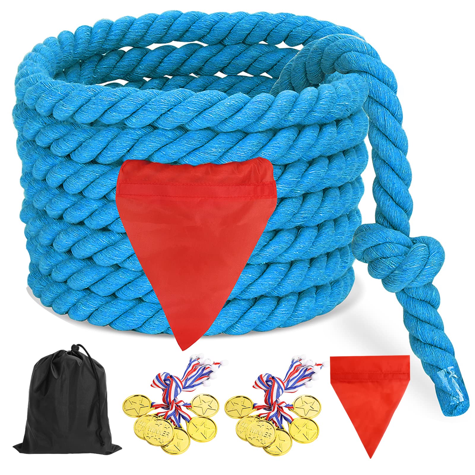 CWLAKON Tug of War Rope for Kids & Adults - Heavy Duty Outdoor Game for Team Building, Field Day, Family Reunion, Birthday Parties, Camping & Backyard Carnivals - Perfect for Summer Picnics, School Events & Corporate Activities