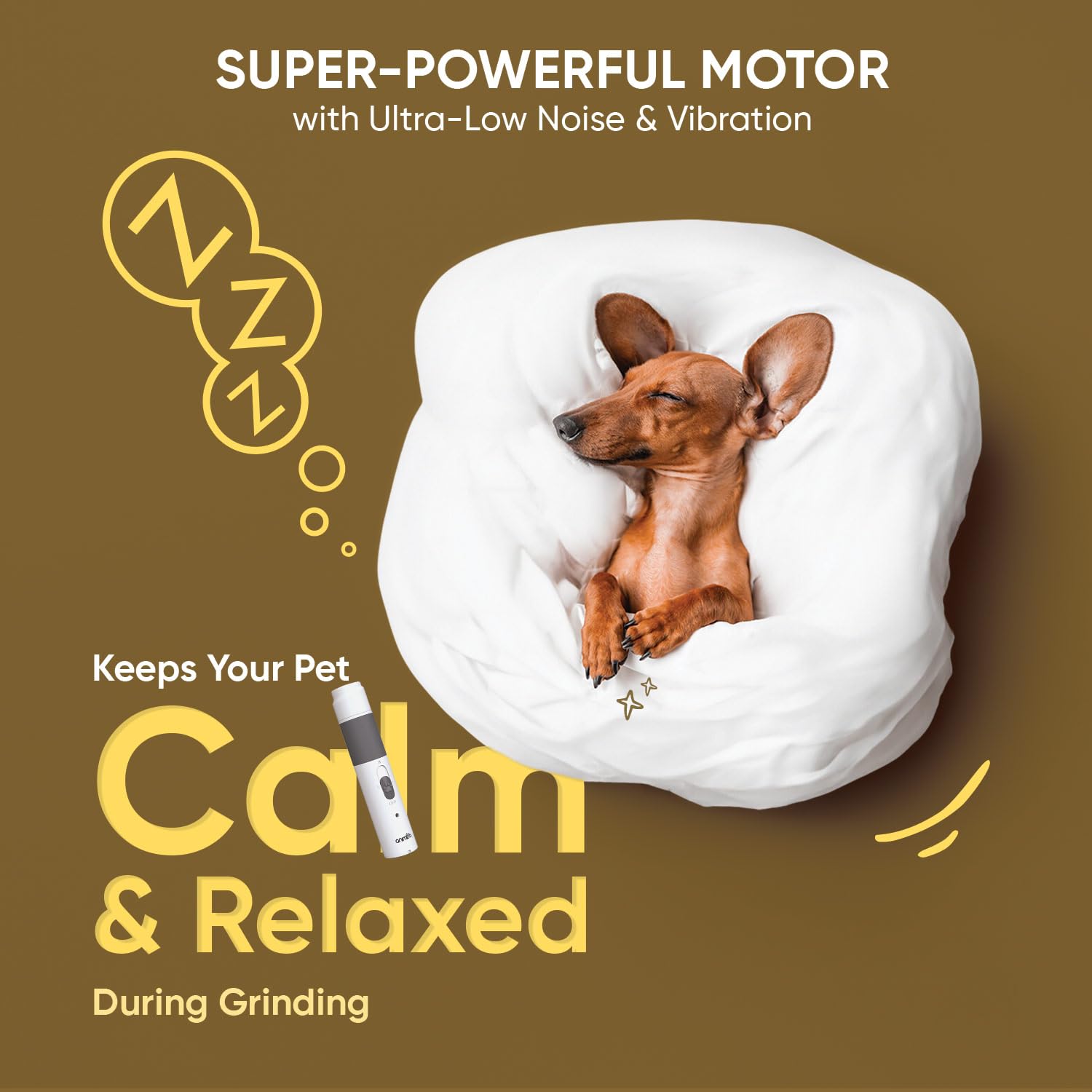Animigo Dog Nail Grinder - Low Noise, 2-Speed Pet Nail Trimmer with USB Rechargeable Battery & Extra Diamond Grinding Head - Safe for Small & Medium Dogs & Cats - Perfect for Home Grooming & Professional Pet Care