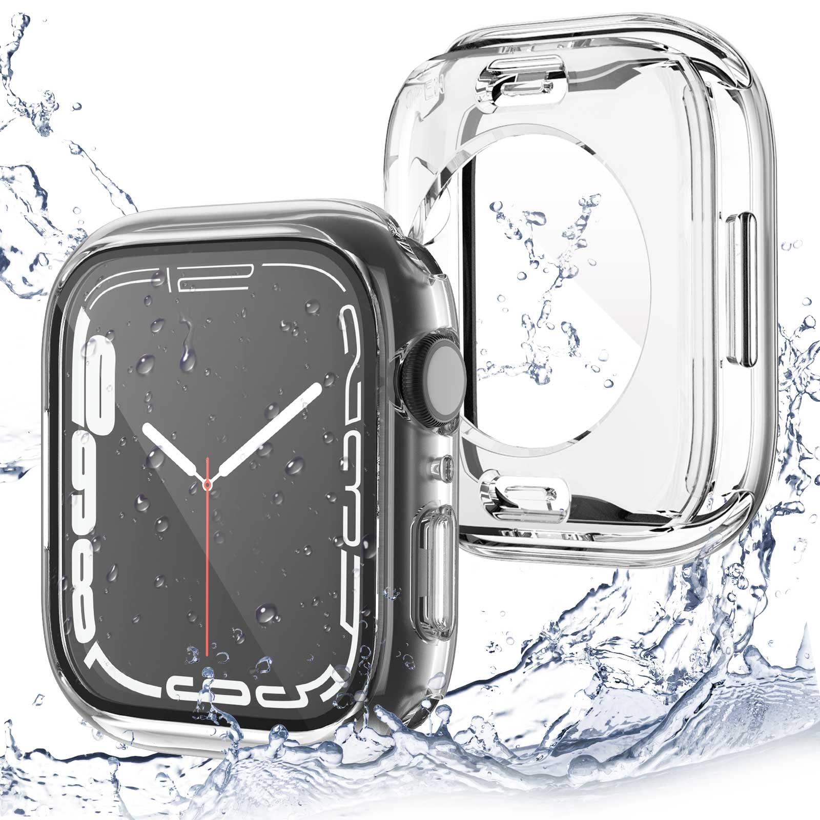 Yolovie [2 Pack] 2-in-1 Waterproof Case with Tempered Glass Screen Protector for Apple Watch 40mm SE/Series 6/5/4 - Clear Protective Cover & Back Bumper for iWatch Accessories - Perfect for Swimming, Running & Outdoor Activities