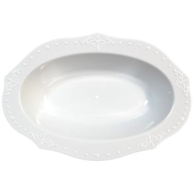 5 Inch White Oval Plastic Dessert Bowl - Vintage Style Small Serving Dishes for Ice Cream, Pudding, Fruit Salad - Perfect for Parties, Picnics & Home Decor