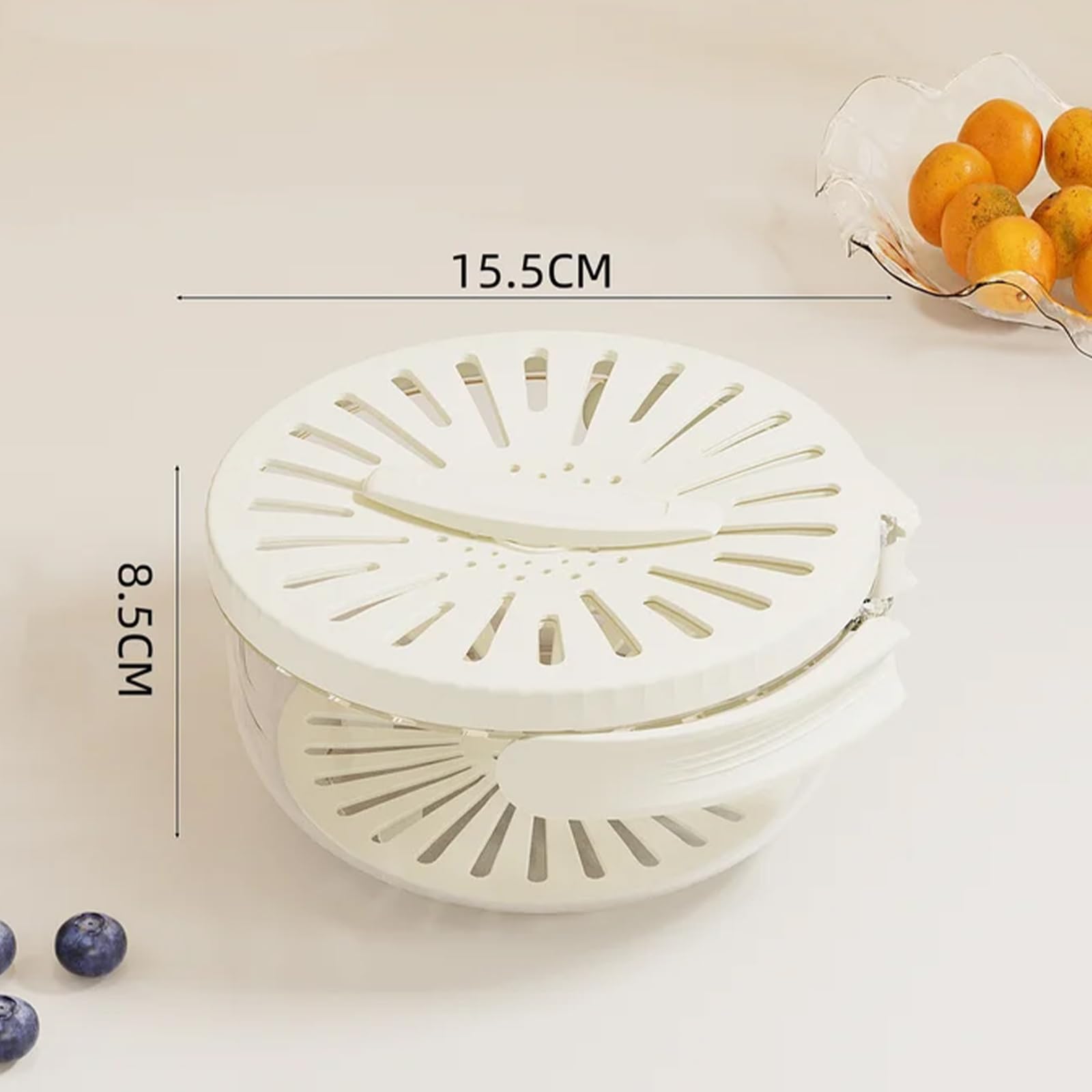 2 in 1 Drainer and Strainer Set - 2024 New Kitchen Draining Basket with Lid, Foldable Handle Fruit Washing Bowl & Colander - Perfect for Washing Vegetables, Berries, Pasta & Salad Prep (2-Piece, White)