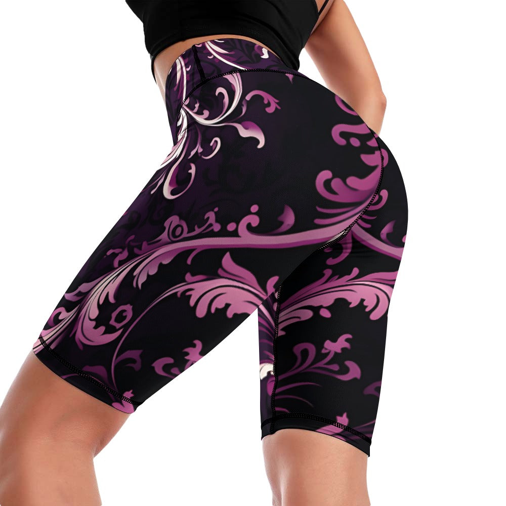Gothic Purple High Waist Yoga Shorts for Women - Comfortable Workout Shorts with Stretchy Fabric for Fitness, Running & Lounge Wear