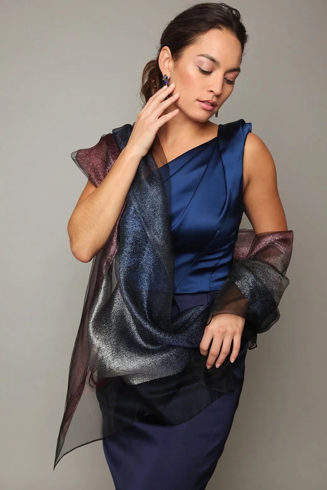 Silk Glitter Ombre Scarf - Elegant Shimmery Fashion Accessory for Women, Perfect for Parties, Weddings & Evening Events