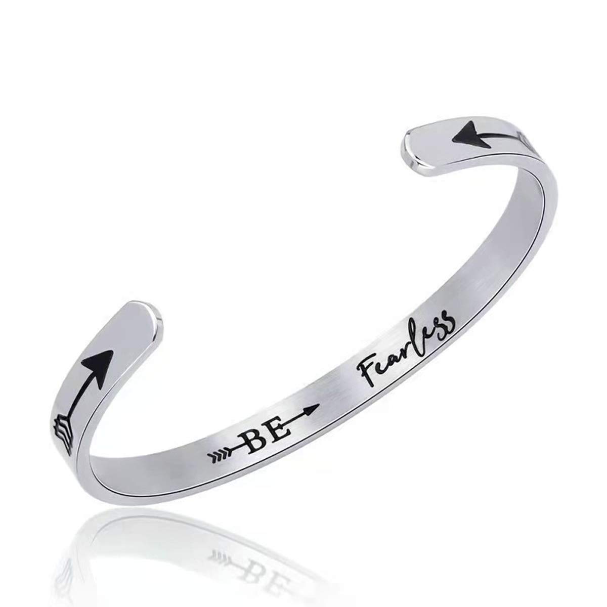 SOLENGMILY Inspirational Bracelets for Women - Personalized Stainless Steel Engraved Motivational Cuff Bangle Jewelry - Perfect Gift for Friends, Teen Girls & Moms - Ideal for Daily Wear, Graduation Gifts & Self-Encouragement