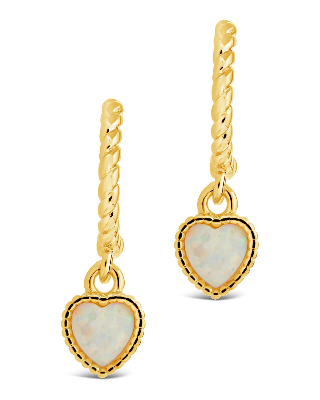 Elegant Meredith Braided Opal Heart Drop Hoop Earrings for Women – Perfect for Valentine's Day, Anniversary Gifts & Special Occasions
