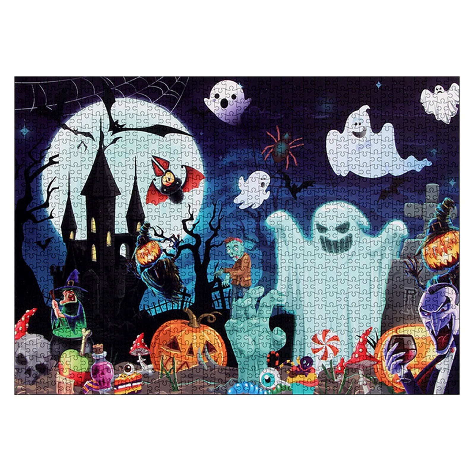 1000 Piece Halloween Puzzle for Adults & Toddlers - 27.5x19.6 Inch Spooky Jigsaw Game, Fun Halloween Party Activity & Home Decor Accessories