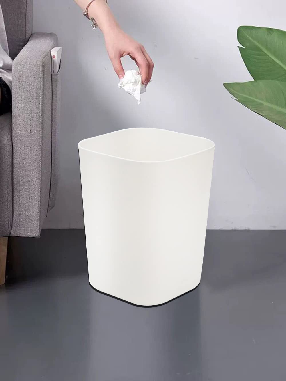 Besli 2 Gallon Small Trash Can - Mini Wastebasket for Bathroom, Bedroom, Kitchen & Office - Compact Garbage Bin with Lid (White, 2 Pack) - Perfect for Small Spaces & Home Organization