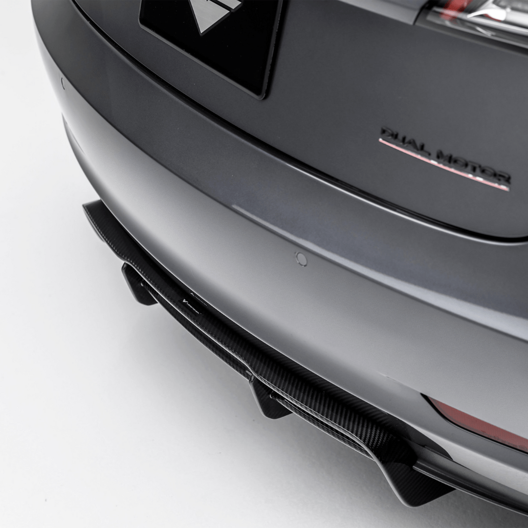 Tesla Model 3 Volta Aero Rear Diffuser - Carbon Fiber Spoiler for Enhanced Aerodynamics & Style - Perfect for Performance Upgrades & Car Shows