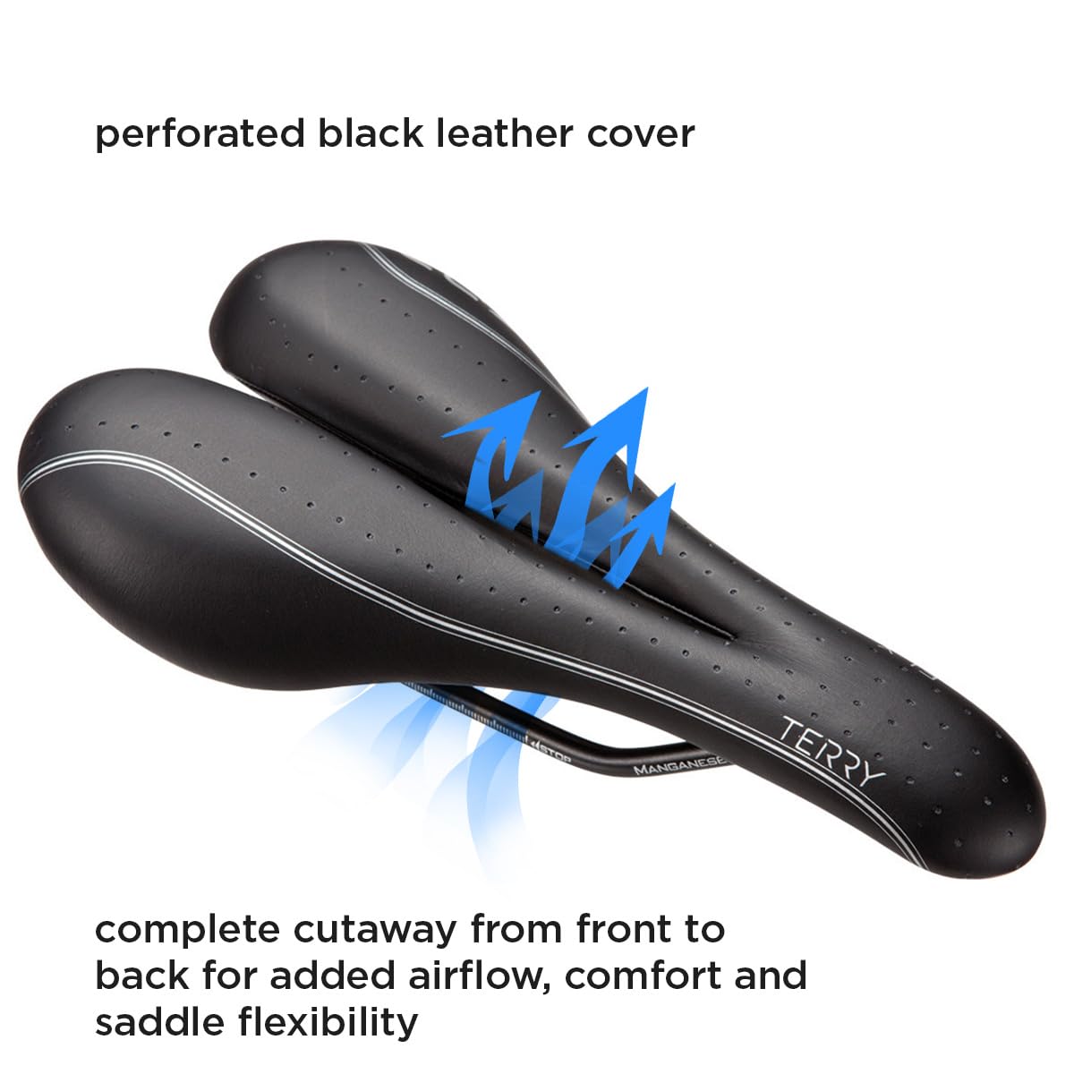 FLX Terry Bike Saddle for Women - Comfortable Gel Bicycle Seat with Black Leather Cover - Perfect for Road Bikes, Mountain Bikes & Commuting - Flexible & Shock-Absorbing Design for Long Rides