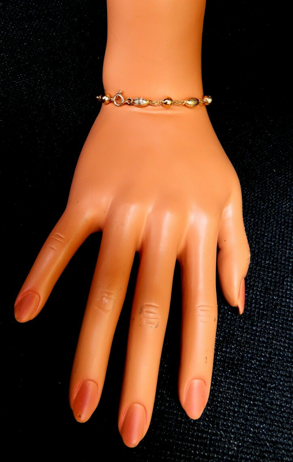 14K Gold Melon & Bead Link Chain Bracelet 7 Inch - Elegant Jewelry for Women, Perfect for Parties, Weddings & Everyday Wear