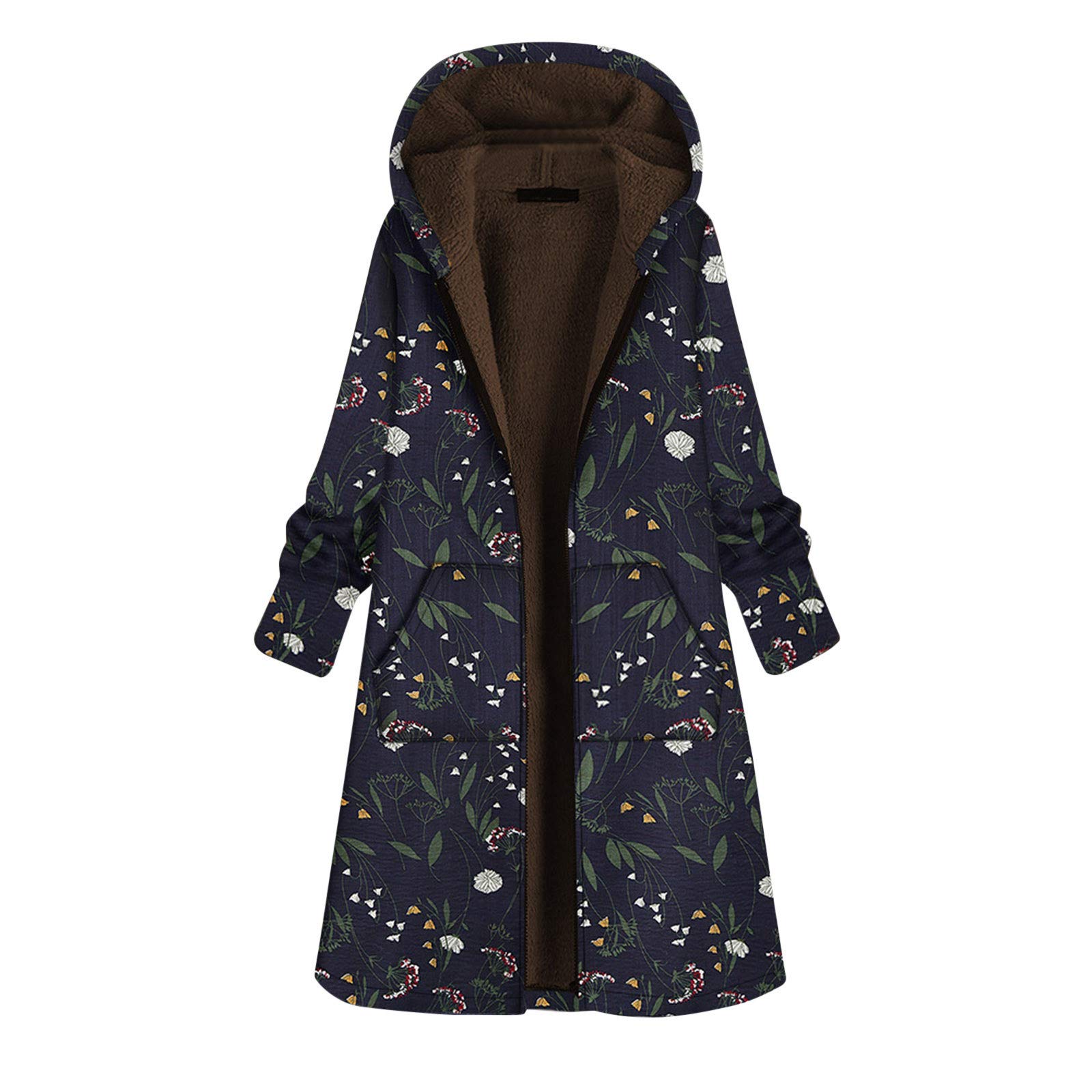 Vintage Women's Hooded Zip-Up Fleece Jacket - Soft Velvet Long Coat with Warm Cotton Padding for Winter - Perfect for Outdoor Activities, Casual Wear & Cold Weather Fashion