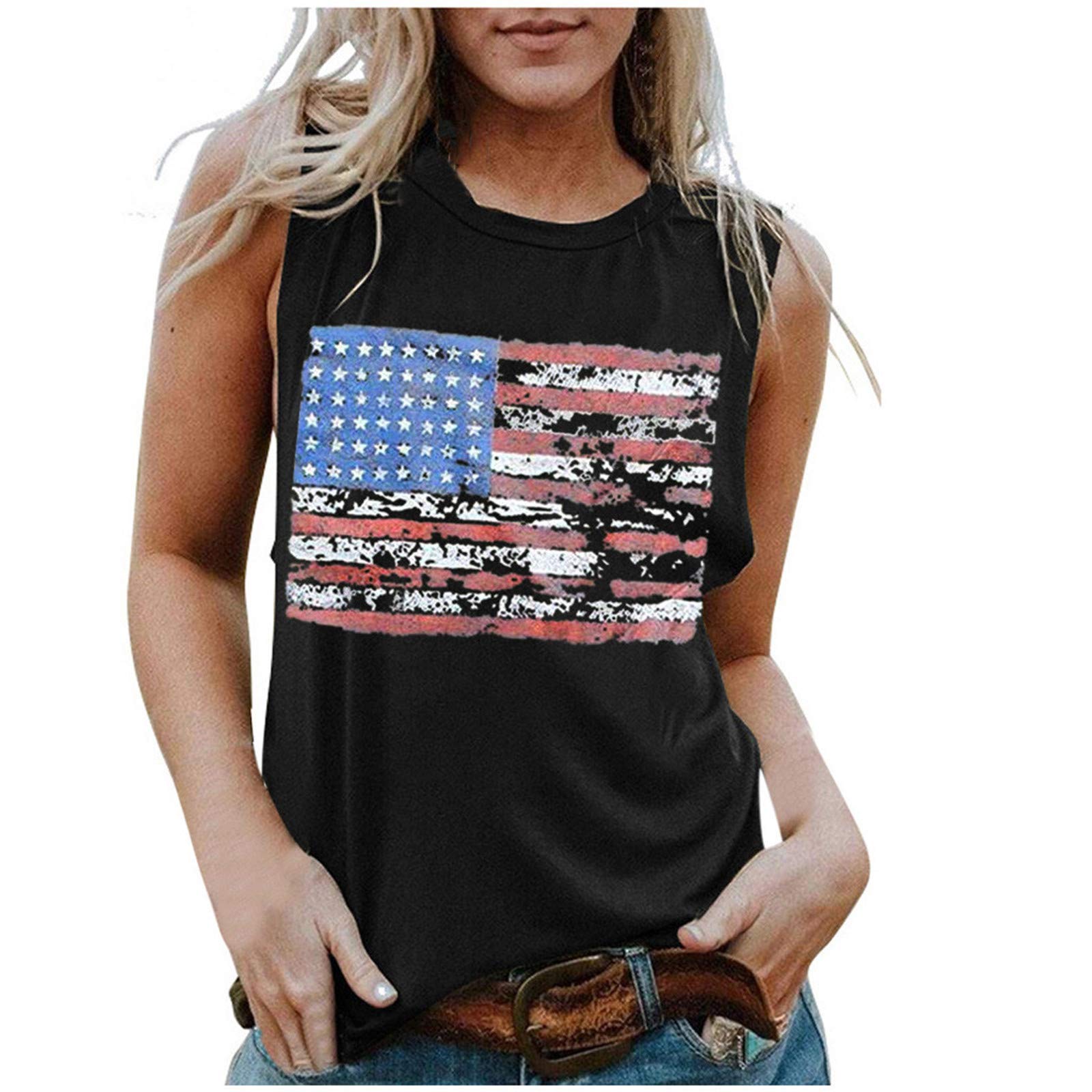 Women's Summer Tops - American Flag Graphic Tank Tops for Women | Casual Wear, Beach Outfits & Patriotic Events