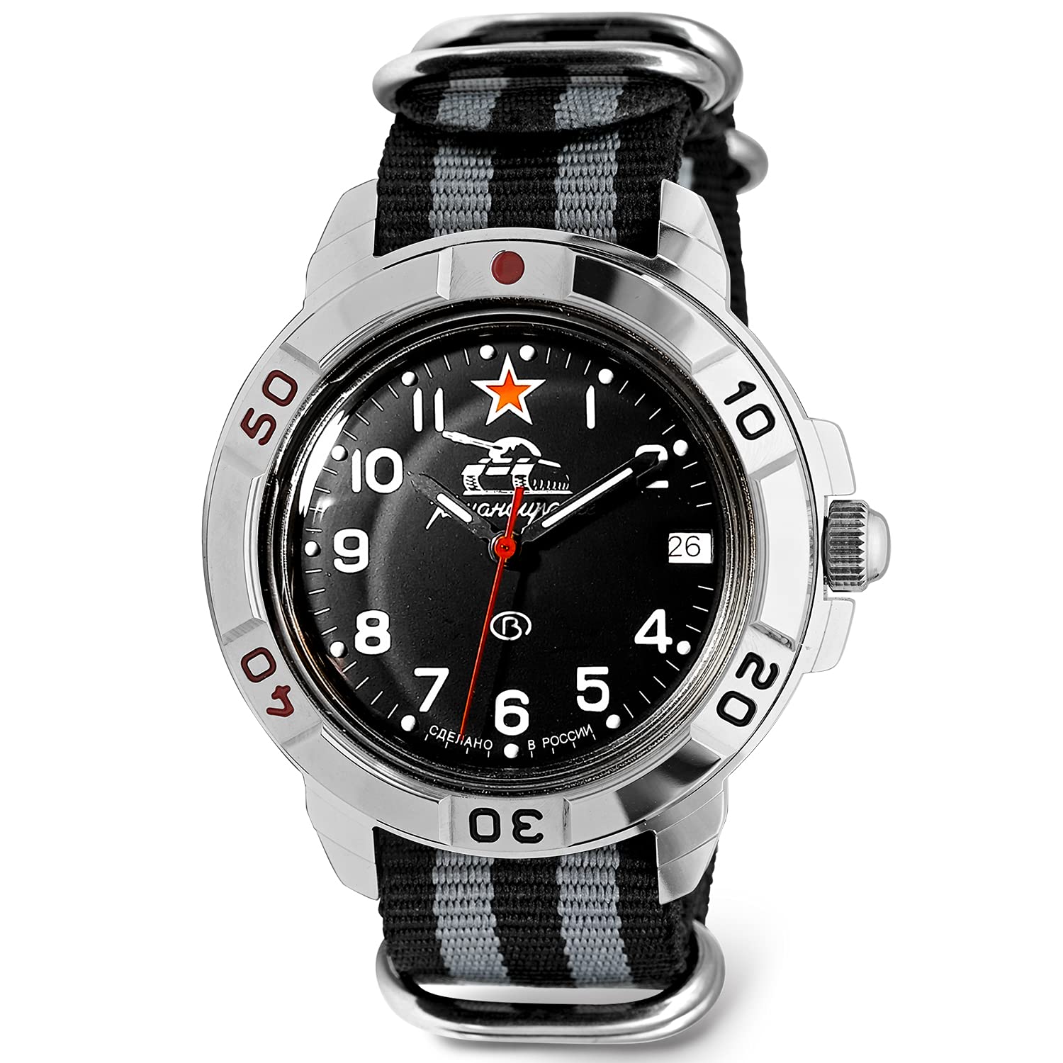 VOSTOK Komandirskie Tank Commander Russian Military Mechanical Wrist Watch for Men | 306 Series | Waterproof Automatic Watch | Fashion, Business & Casual Style | Perfect for Outdoor Adventures, Office Wear & Daily Use