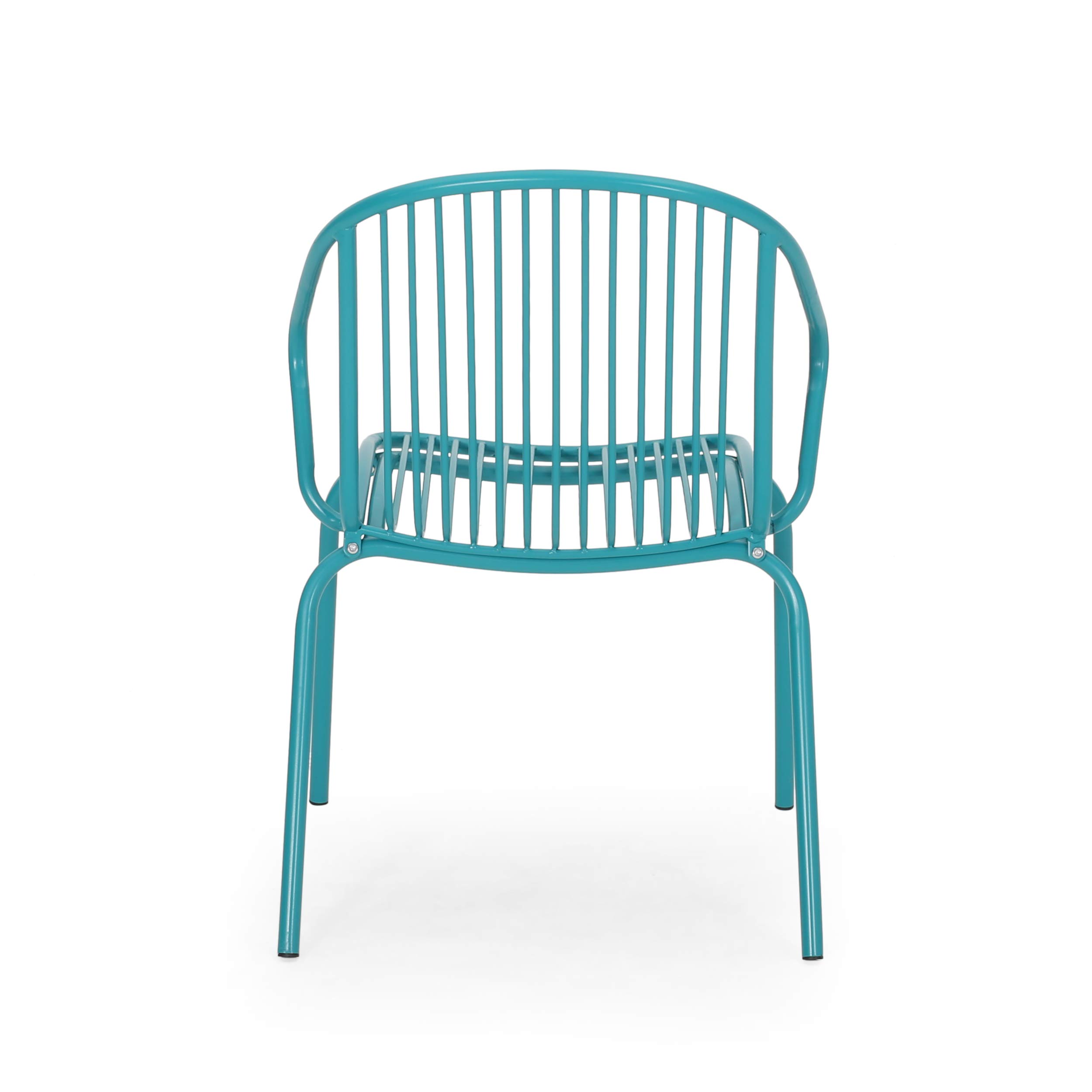Premium Outdoor Modern Iron Club Chair Set of 2 - Matte Teal Patio Furniture for Garden, Poolside & Backyard Relaxation - Durable Weather-Resistant Design by GDFStudio