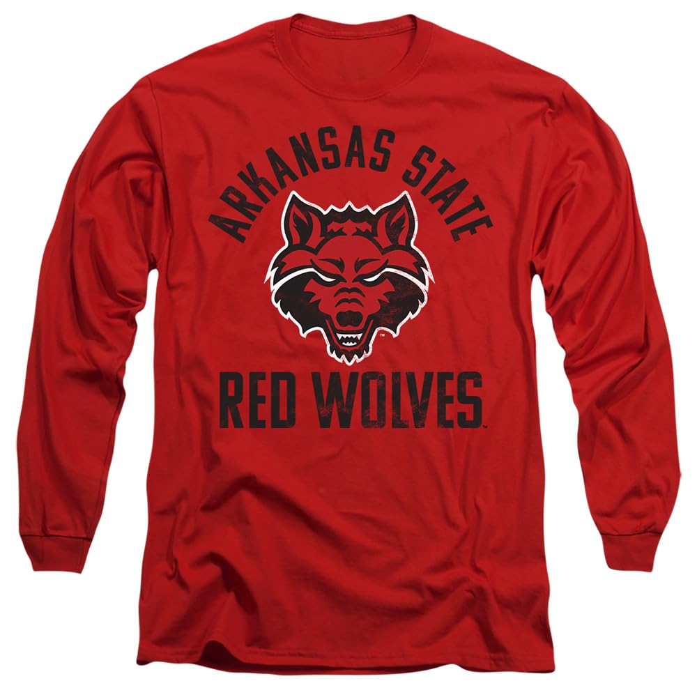 Official Red Wolves Logo Unisex Long Sleeve T-Shirt for Men & Women - Comfortable Cotton Crewneck Tee - Red, Medium - Perfect for Game Day, Casual Wear & Fan Apparel