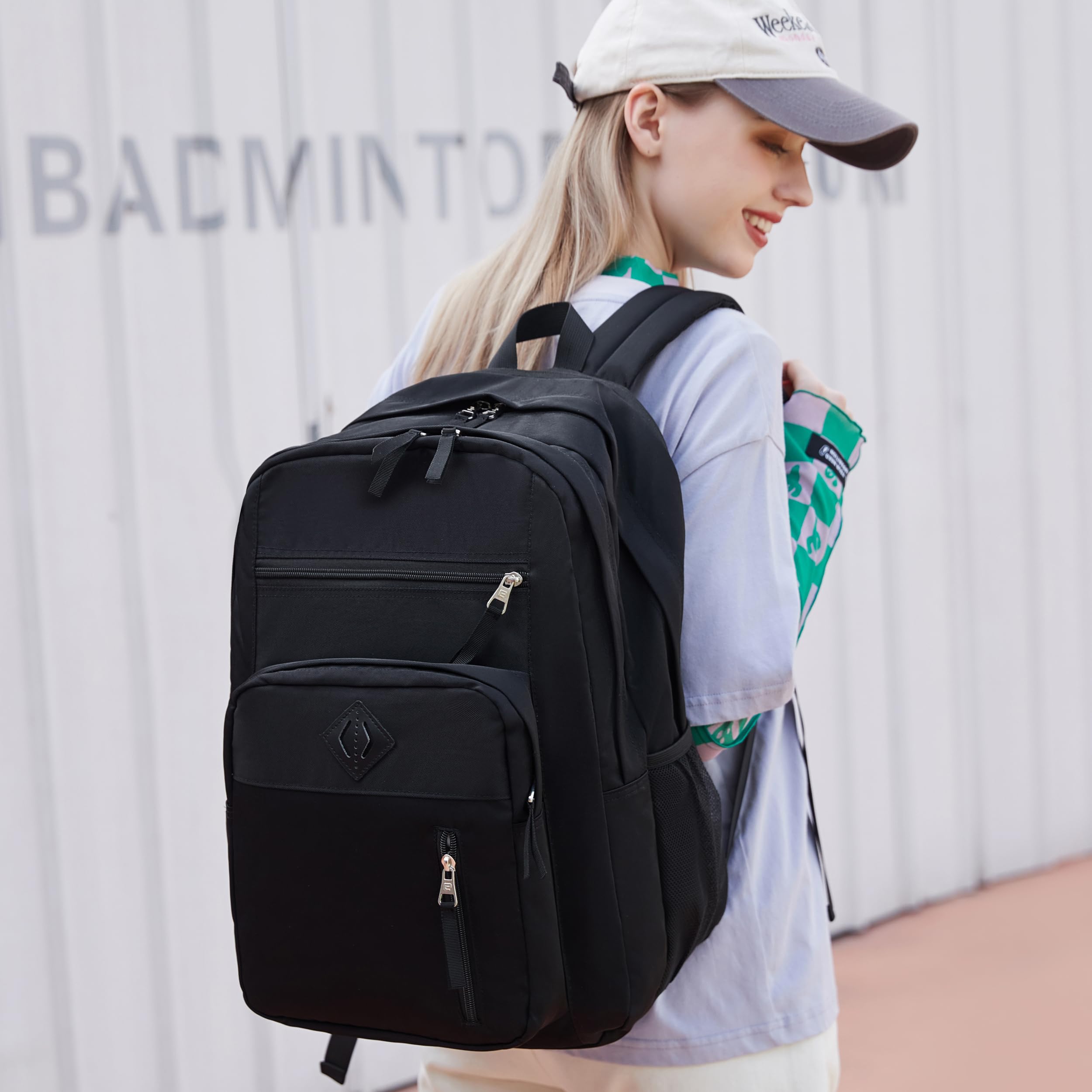 17 Inch Waterproof Laptop Backpack for Women & Men - Large College Bookbag for Work, Business Travel, School | Durable Backpack for Students, Teens, Kids (Girls & Boys) | Perfect for Office, Commuting, Sports & Daily Use - Black
