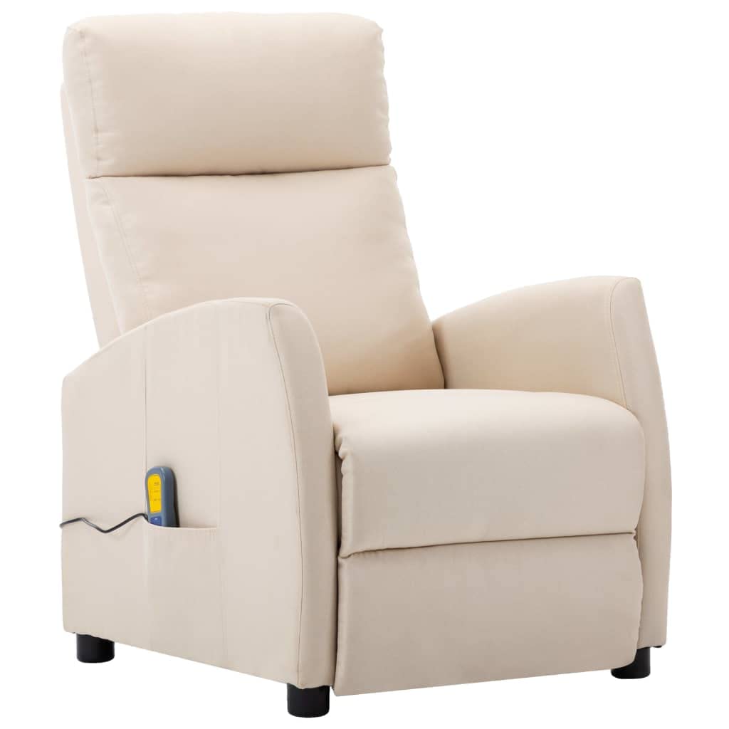 Premium Massage Recliner Chair with Adjustable Positions - Ergonomic Living Room & Bedroom Reclining Chair for Home Theater, Gaming & Relaxation - Soft Cream Fabric Upholstery - Perfect for Movie Nights, Gaming Sessions & Stress Relief