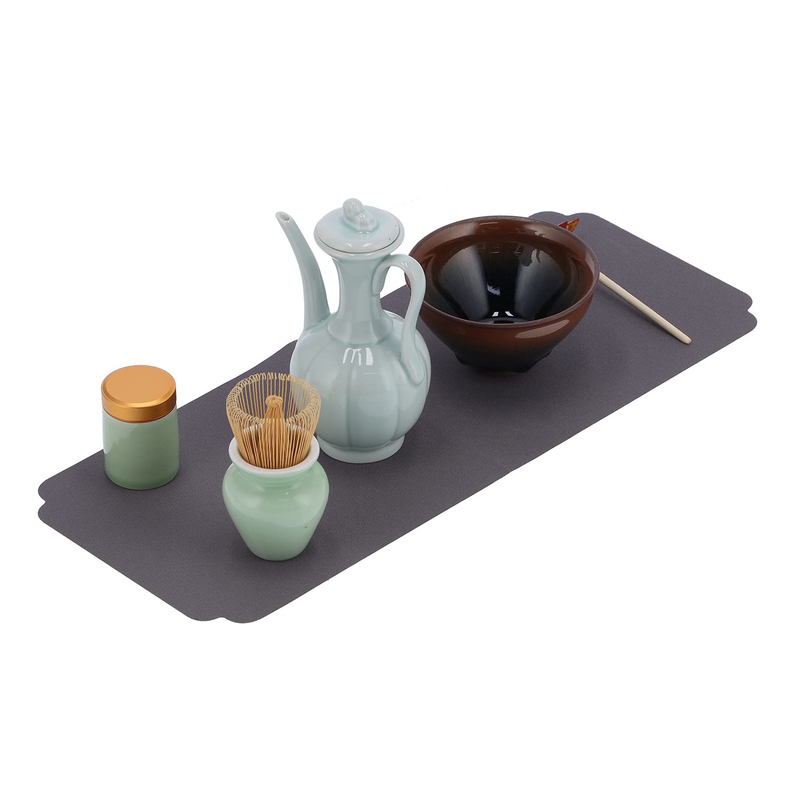 Premium Matcha Tea Set with Teacup, Mat, Scoop & Bamboo Whisk - Rabbit Style Ceramic Gift Set for Japanese Tea Ceremony, Home & Office Use