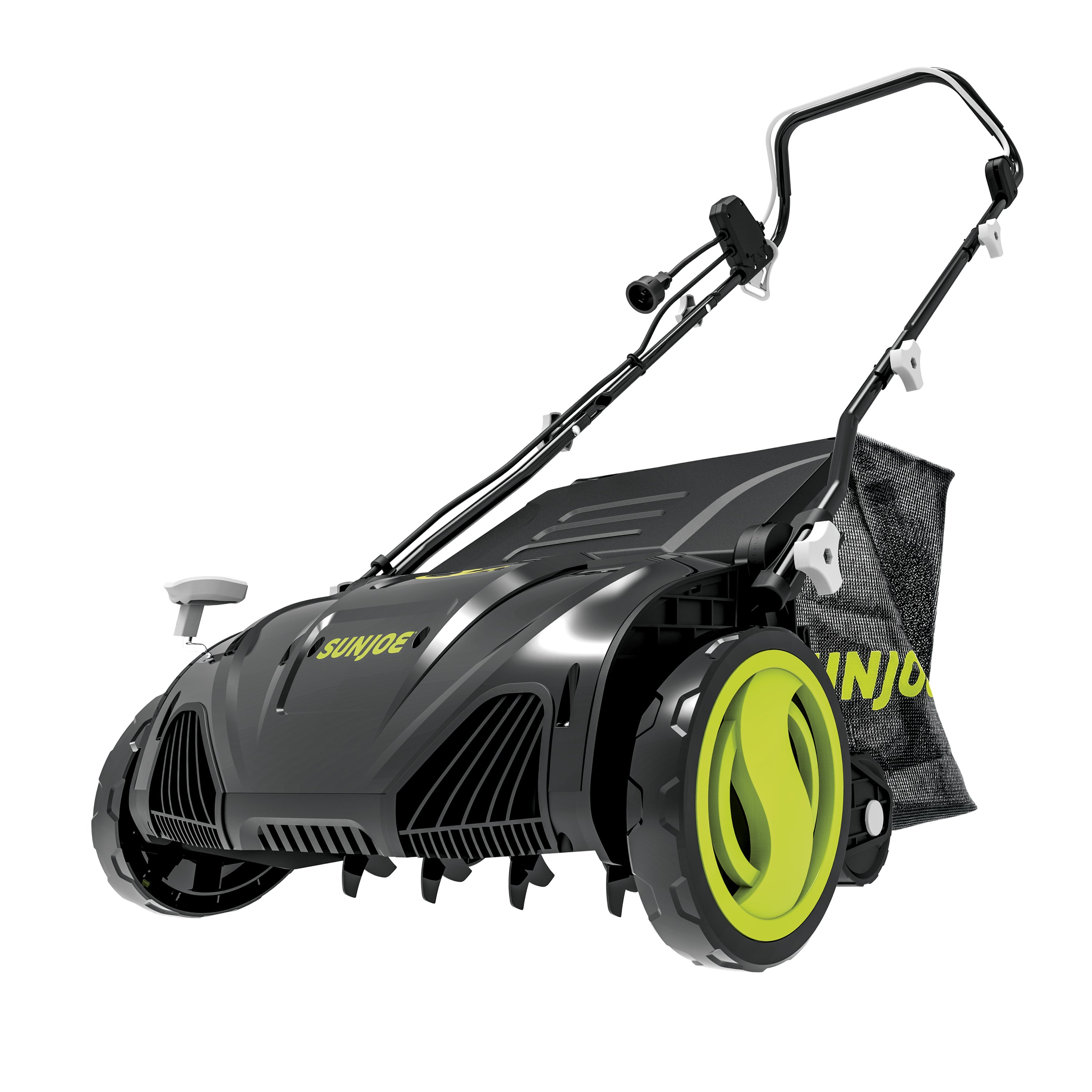 Sun Joe AJ805E 15-Inch Electric Lawn Dethatcher and Scarifier with Collection Bag - 13 Amp Power for Thatch Removal & Lawn Aeration - Perfect for Spring Lawn Care & Yard Maintenance