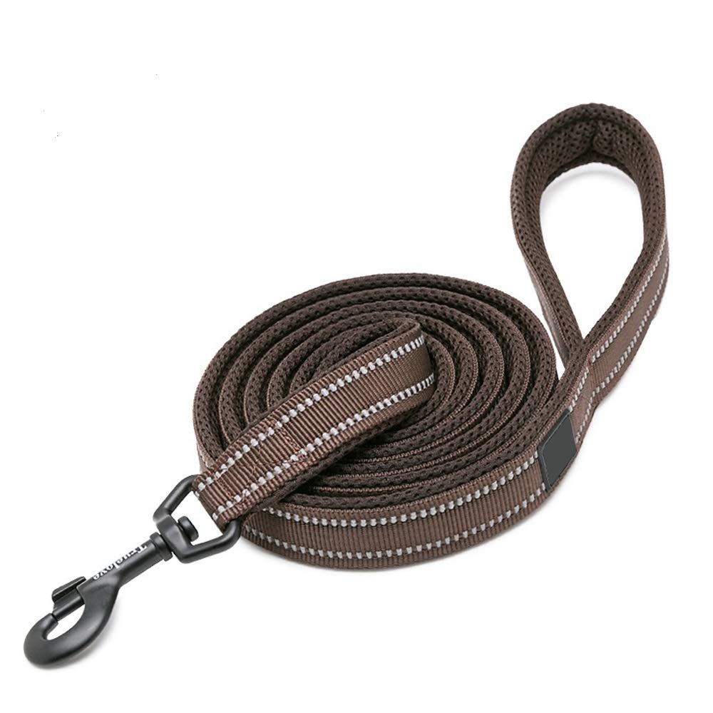 Premium Reflective Dog Leash - 3M Padded for Outdoor Adventures with Harness & Collar - Chocolate 78