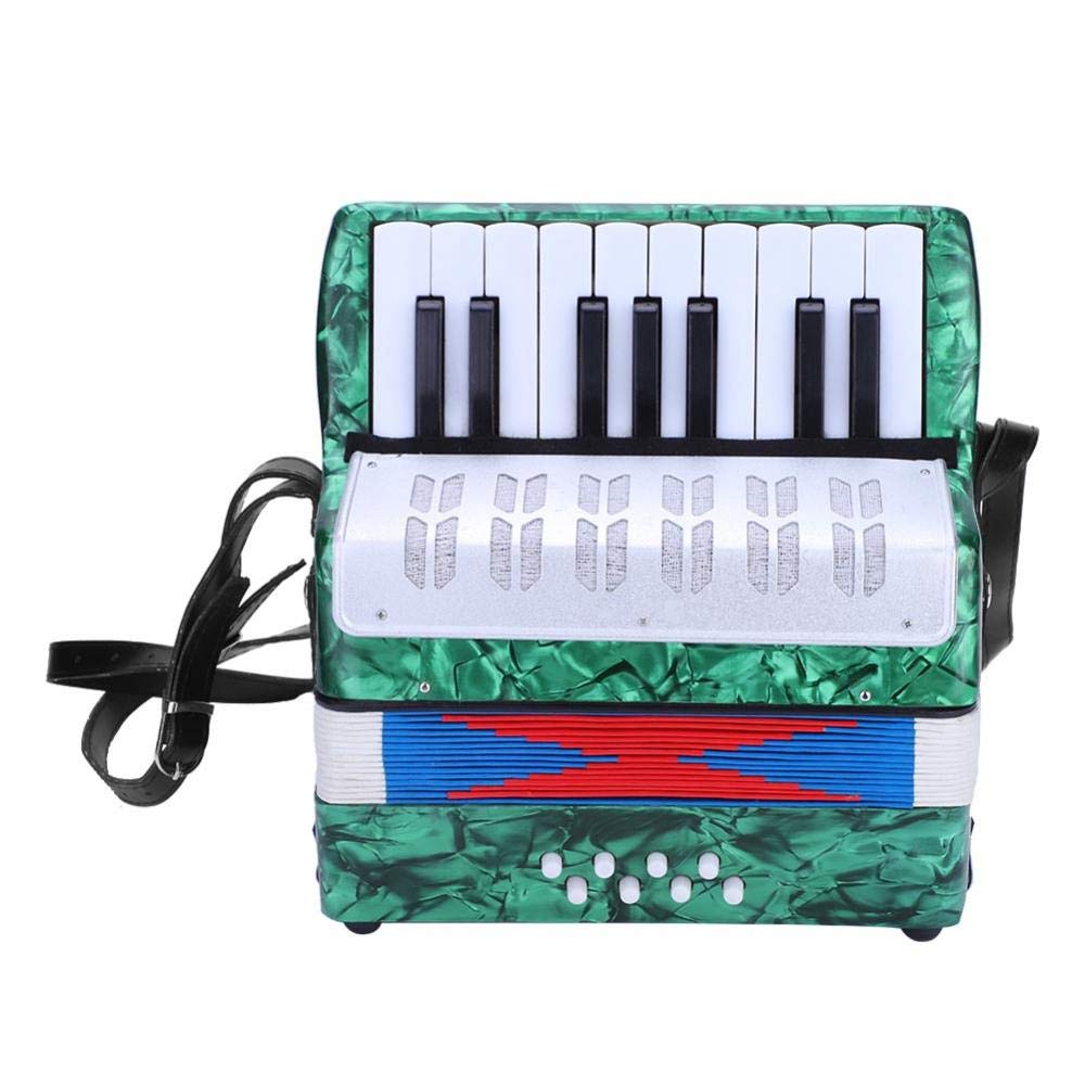 17 Key 8 Bass Button Focket Piano Accordion - Lightweight Handheld Concertina for Beginners | Educational Music Instrument with Manual | Perfect for Kids, Students & Solo/Ensemble Practice | Green (Ideal for Music Classes, Home Practice & Performances)