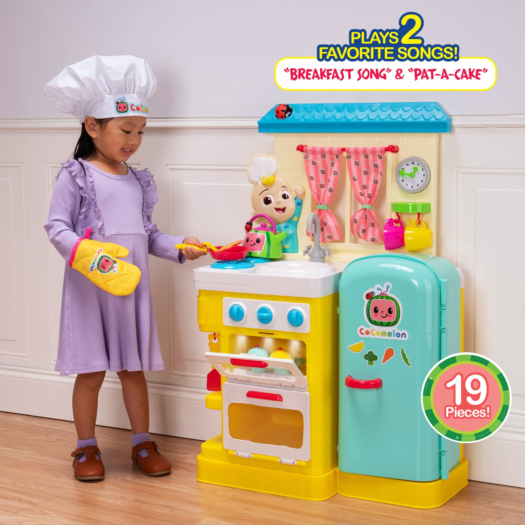 CoComelon Deluxe Kids Kitchen Toy Set with Interactive Accessories for Pretend Play