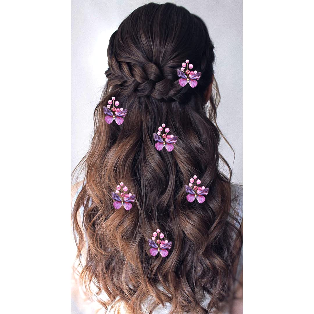 Pearl Butterfly Hair Pins for Women & Girls - Elegant Artificial Hair Clips with Floral Design - Perfect for Weddings, Parties & Everyday Styling
