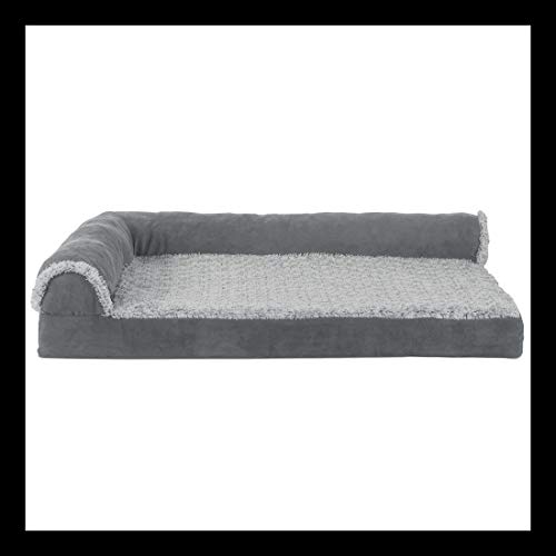 (Two-Tone Faux Fur & Suede) Stone Gray
