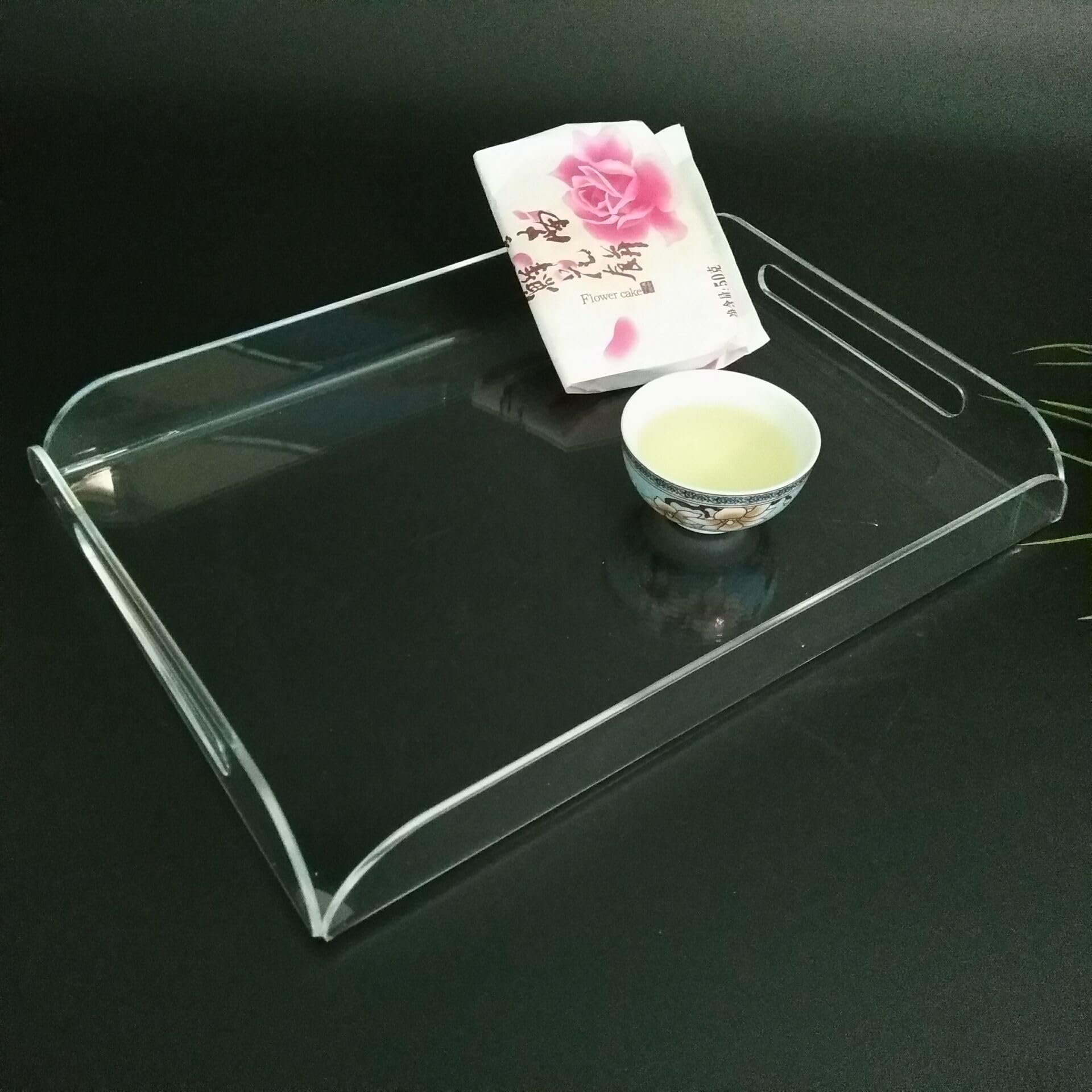 Clear Acrylic A4 Serving Tray with Handles - Stylish Coffee Table Tray for Breakfast, Snacks & Decor - Perfect for Dining, Living Room & Office Use