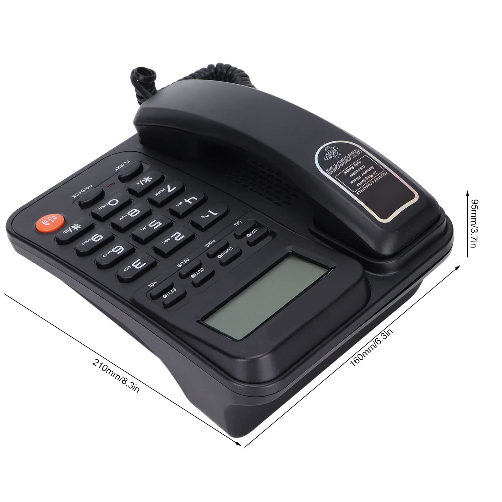 ASHATA KX T2026CID Corded Landline Phone with LCD Display, Handsfree Speakerphone, Caller ID & 24 Ringtones - Perfect for Home, Office & Hotel Use (Black)