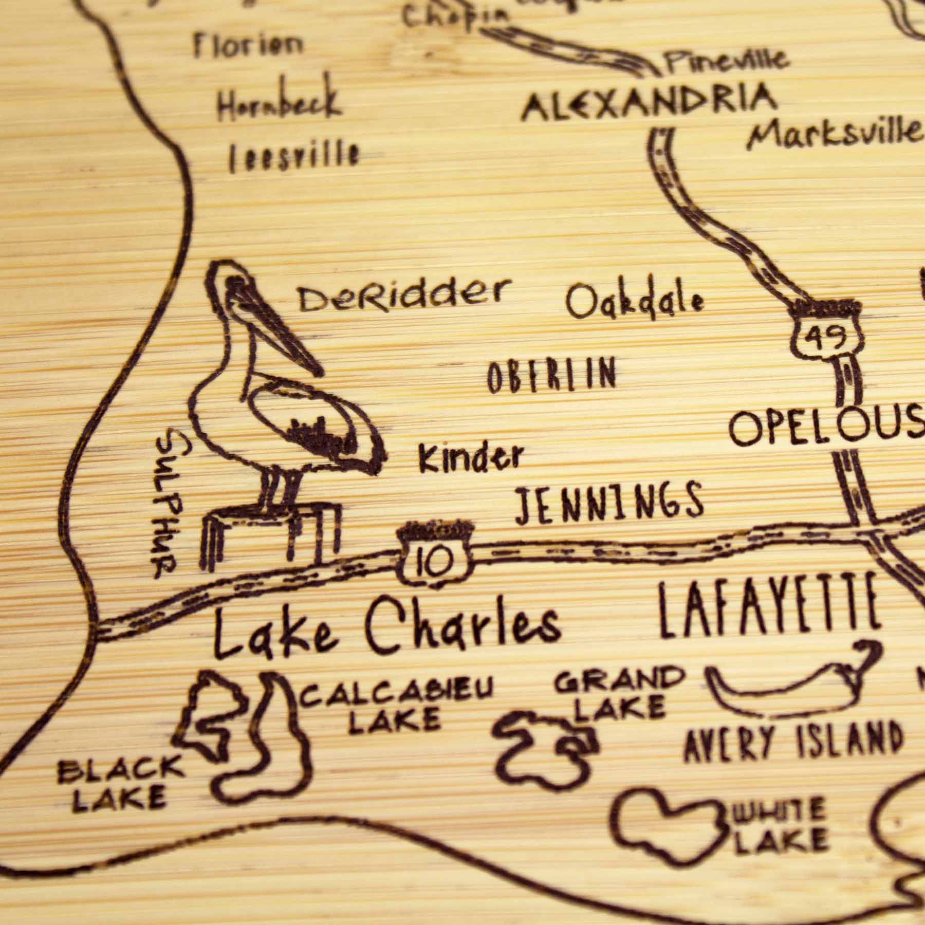 Louisiana-Themed Wooden Cutting Board 11x8.75 Inches - Handcrafted Kitchen Chopping Board for Meat, Vegetables & Cheese - Perfect for Cajun Cooking, Home Decor & Gift Giving