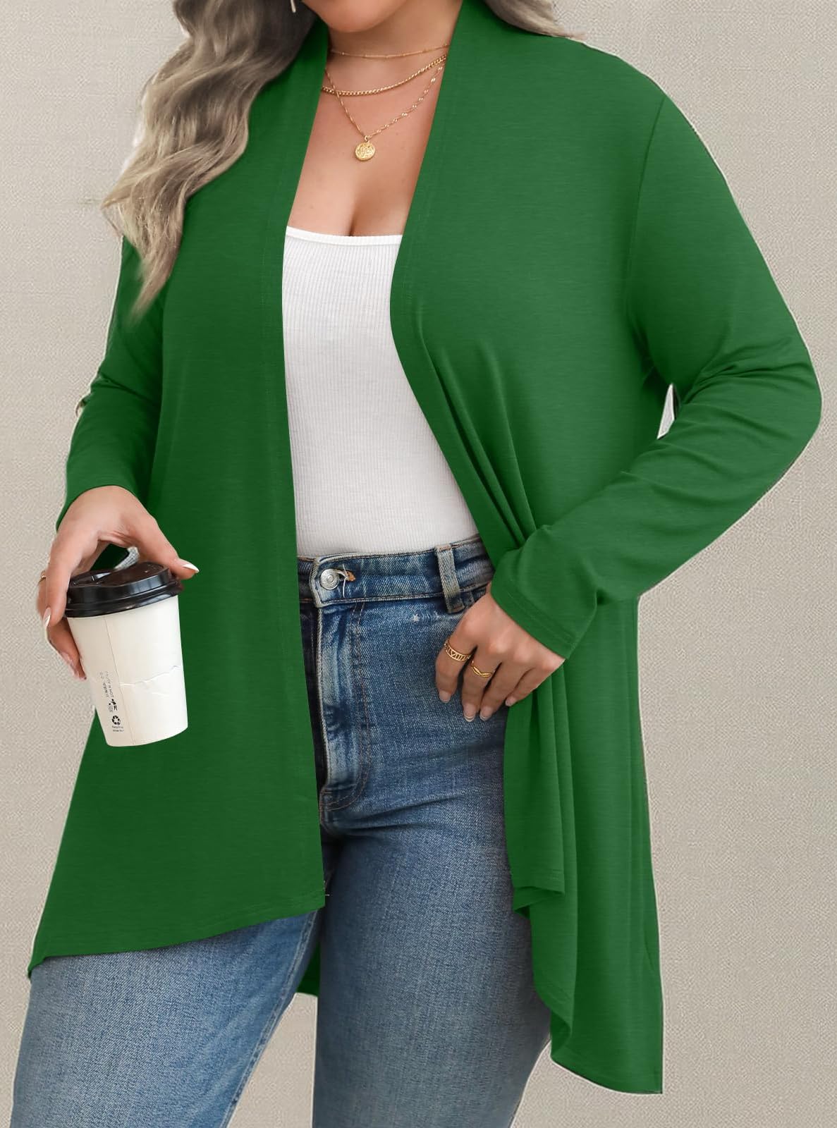 Anymiss Women's Plus Size Cardigan - Lightweight Long Sleeve Kimono Jacket for Spring & Summer (Sizes 1X-5X) | Perfect for Casual Wear, Office Outfits & Layering in Warm Weather