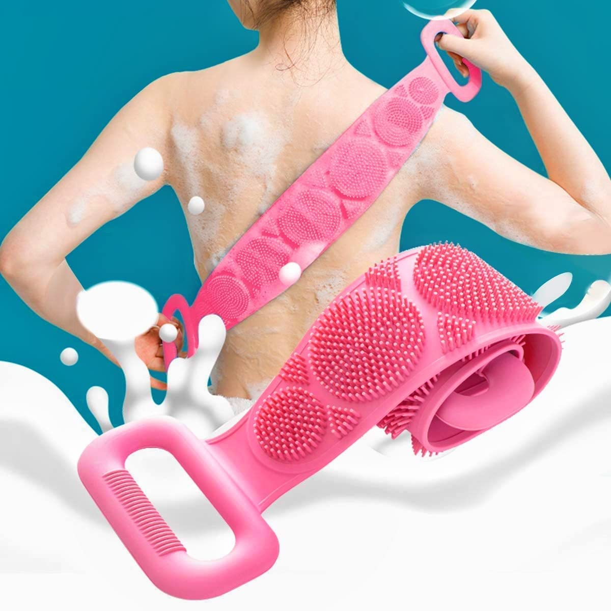 NOBILEA Silicone Body Scrubber - Exfoliating Bath Brush Belt for Deep Cleansing, Skin Renewal & Dead Skin Removal - Perfect for Men, Women & Kids (Multicolor) - Ideal for Shower, Spa & Daily Skincare Routine